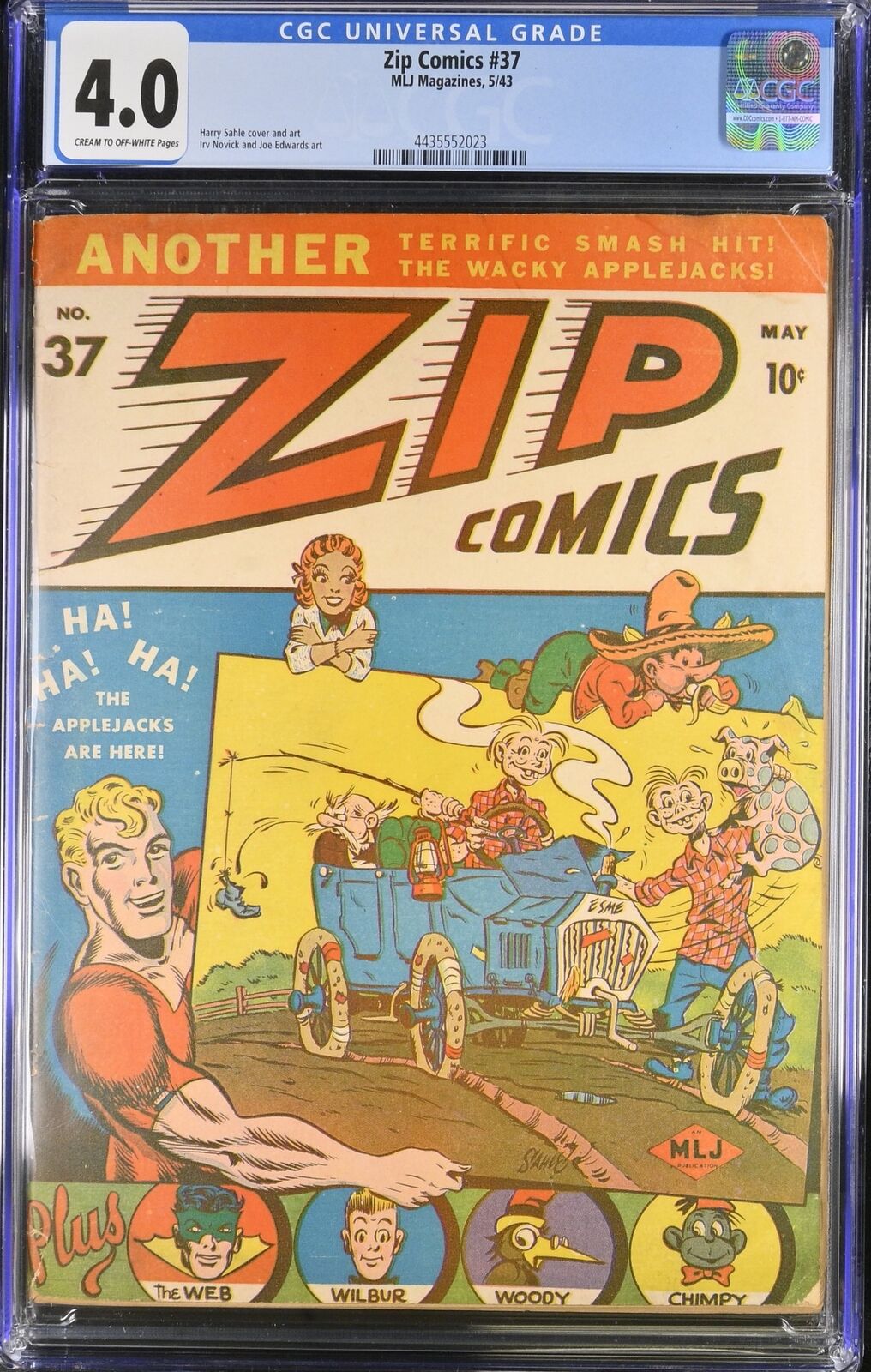 Zip Comics #37 CGC VG 4.0 Cream To Off White Scarce Golden Age Super-Hero