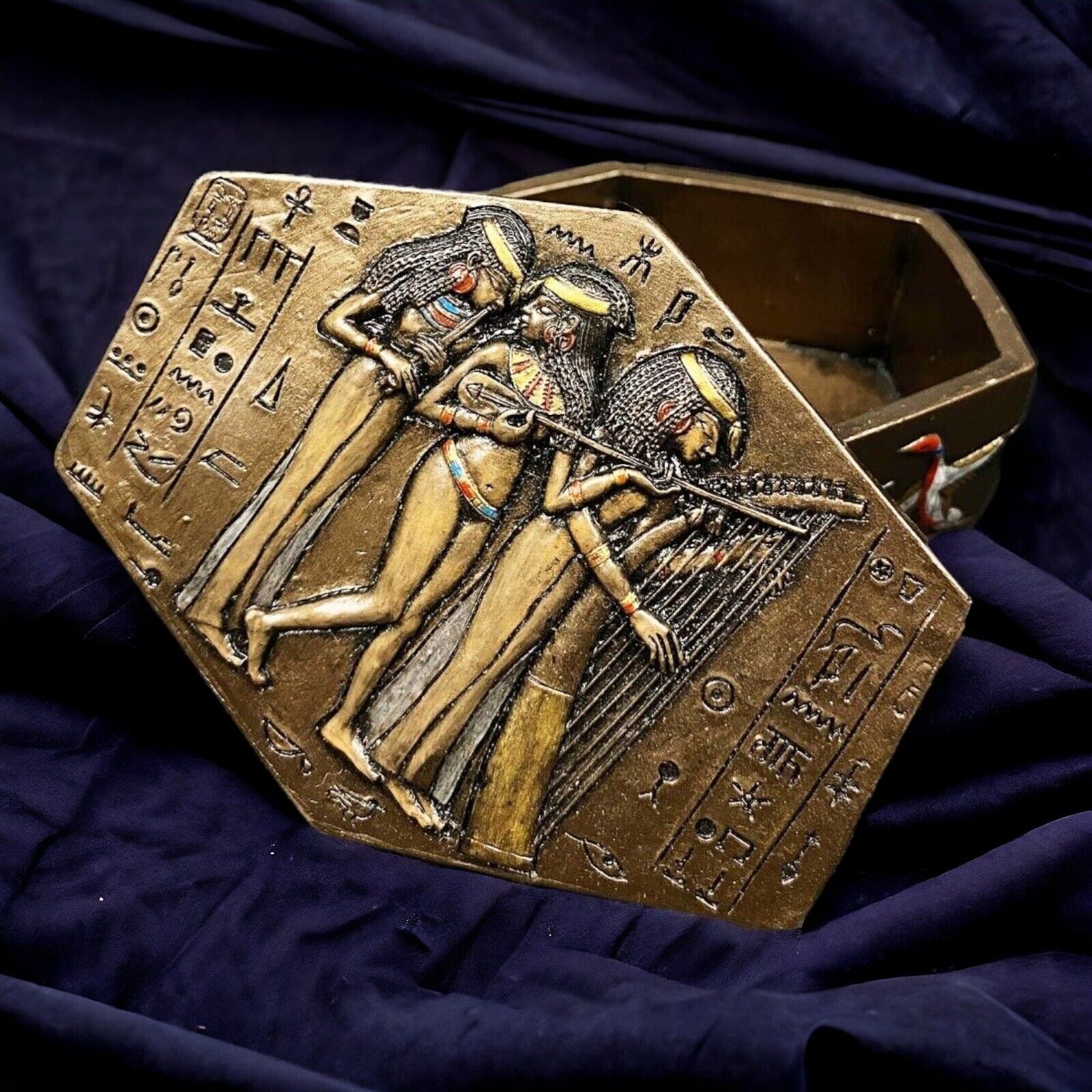 Exquisite Handmade Egyptian Goddesses Jewelry Box - Ancient Pharaonic Stone