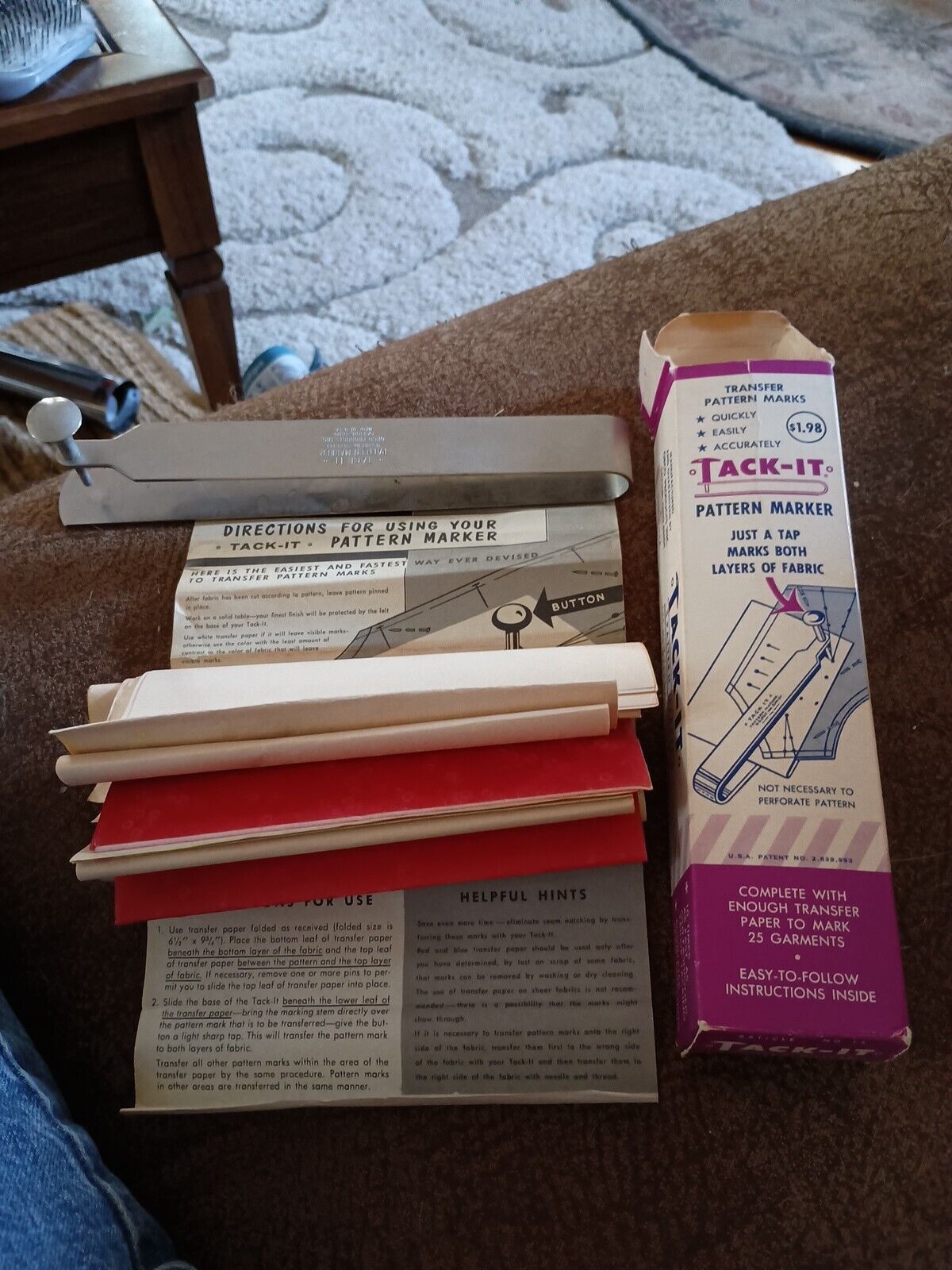 Vintage Tack-it Pattern Marker Sewing Pattern Marking Tool w Paper Original Box