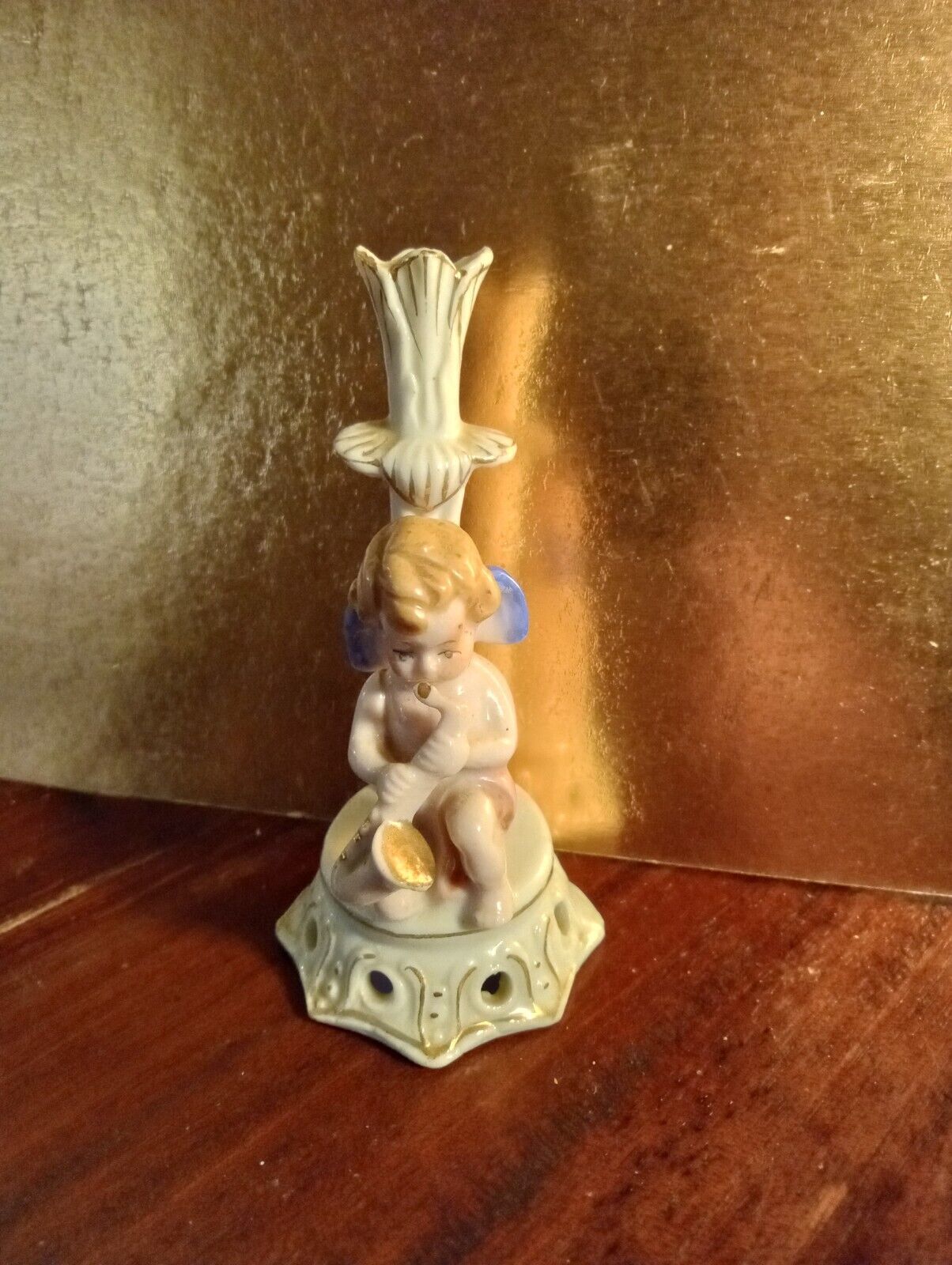 antique porcelain figurine miniature cherub angel putti bud vase 1920s child