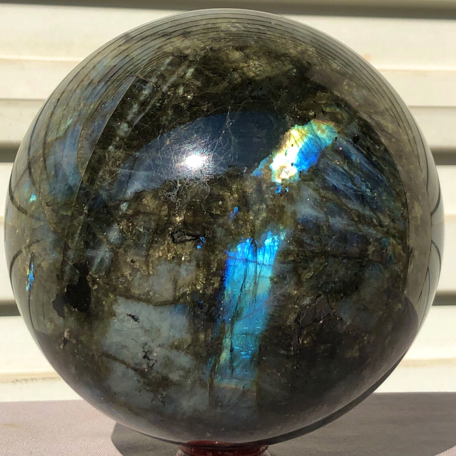 7.12lb  Natural labradorite ball rainbow quartz crystal sphere gem reiki healing