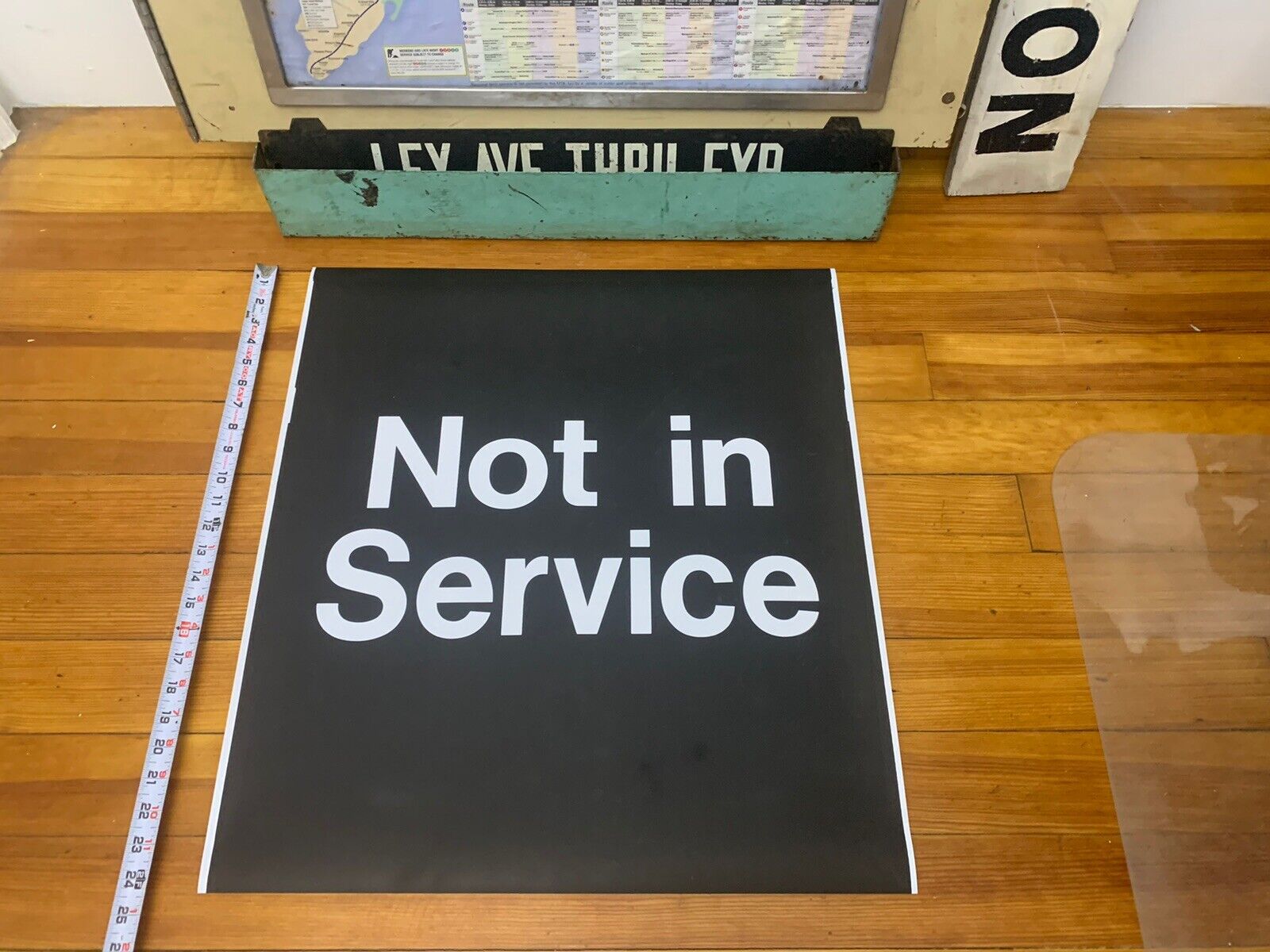 LARGE 24X22 NY NYC SUBWAY ROLL SIGN NOT IN SERVICE SPECIAL SHUTTLE URBAN TRANSIT