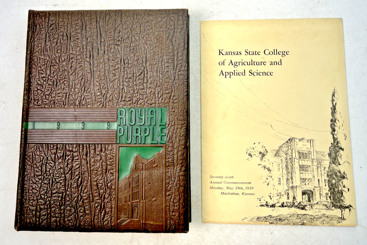 Vintage 1939 Kansas State College Yearbook & Agriculture Commencement Program
