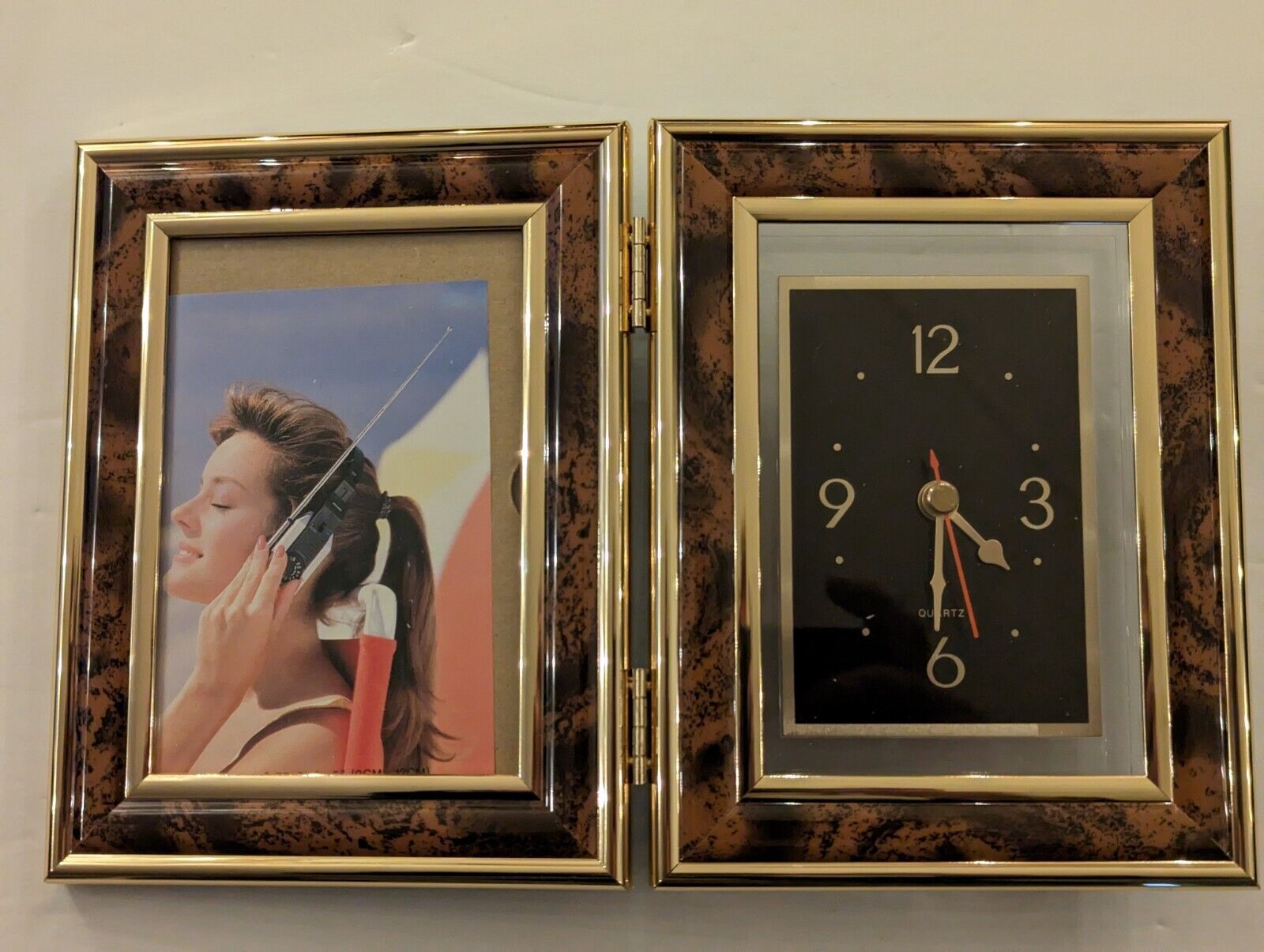 VTG Penco 8342 Brass Elegant Frame With TESTED Clock Photo Frame New In Box NOS
