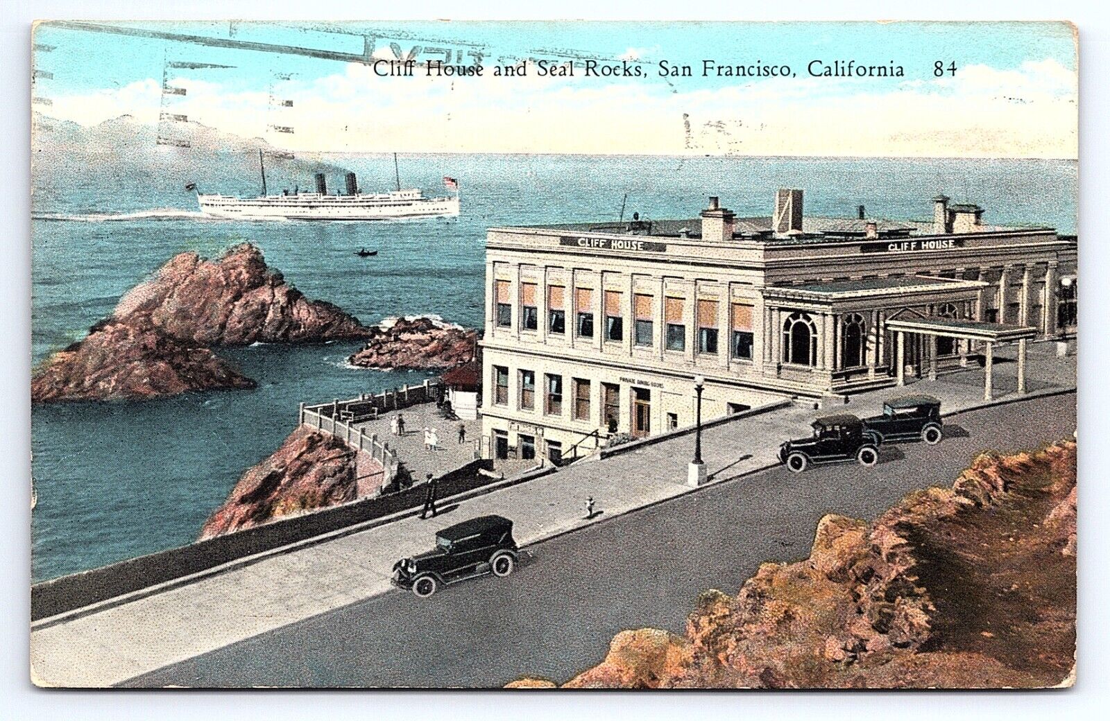 Postcard Cliff House and Seal Rocks San Francisco California Steamer Ship