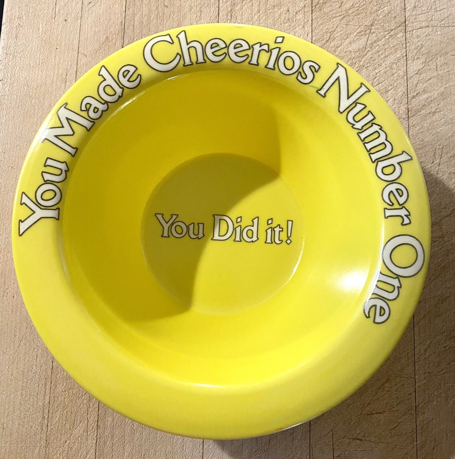 2 Vtg- You Made Cheerios Number One You Did It Yellow Plastic Bowl Cereal