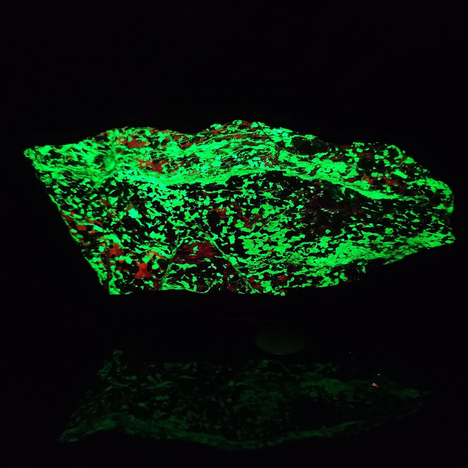 Banded Fluorescent willemite and calcite franklinite Sterling Hill NJ 1544 Gram