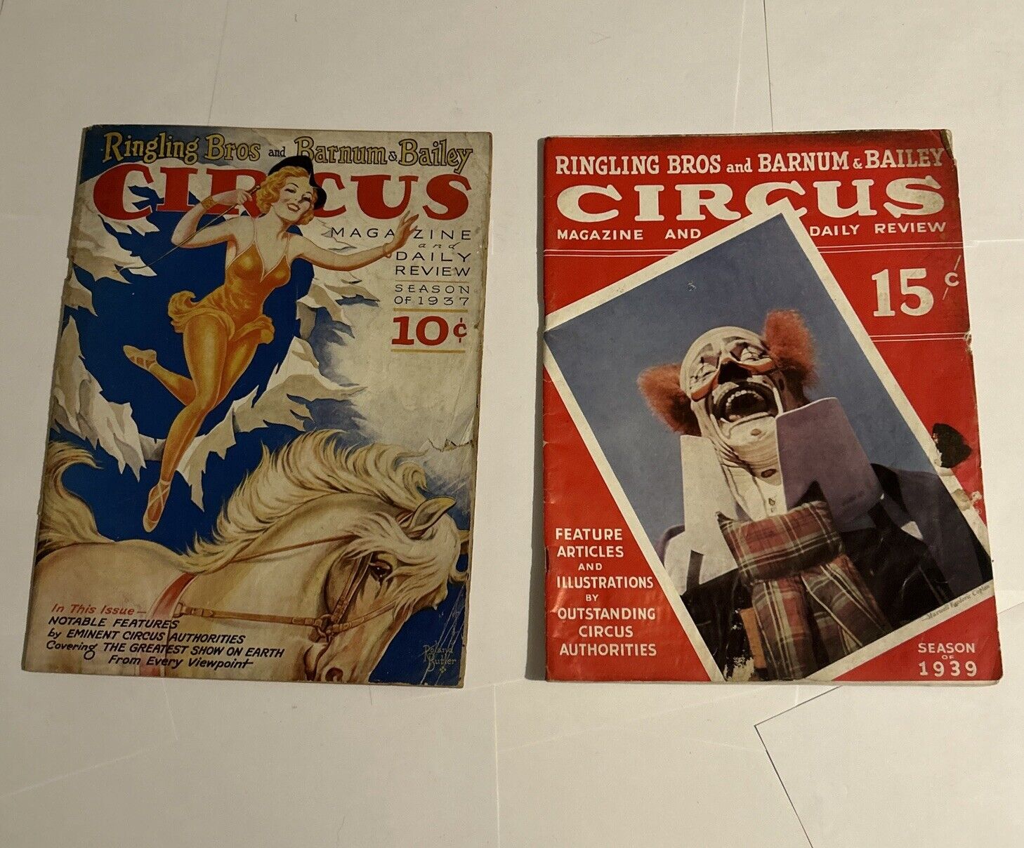 Lot of 2 - Ringling Bros and Barnum & Bailey Circus Magazine 1937 - 1939
