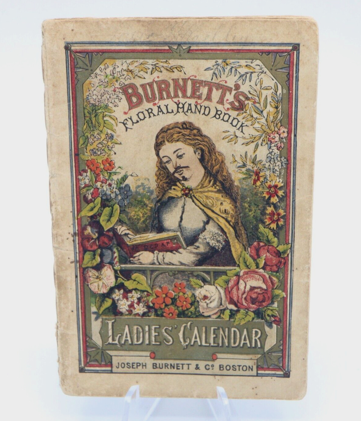 ANTIQUE 1871 OLD ADVERTISING BOOKLET BURNETT\'S FLORAL HAND BOOK LADIES CALENDAR