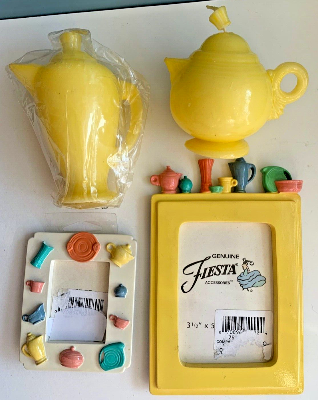Fiesta Fiestaware Picture Frame Candle LOT vtg yellow coffeepot teapot vase dish