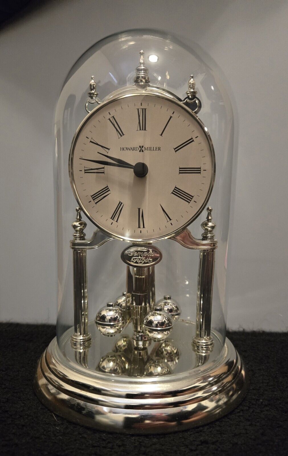 Vintage Howard Miller Marguerite Anniversary Clock 613-136 with Glass Dome