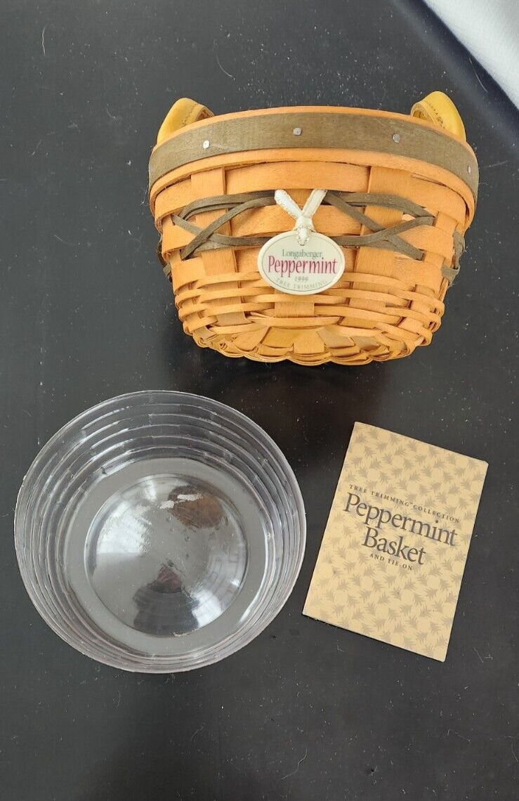 Longaberger 1999 Peppermint Tree Trimming Basket Combo ~ Green ~ Never Used