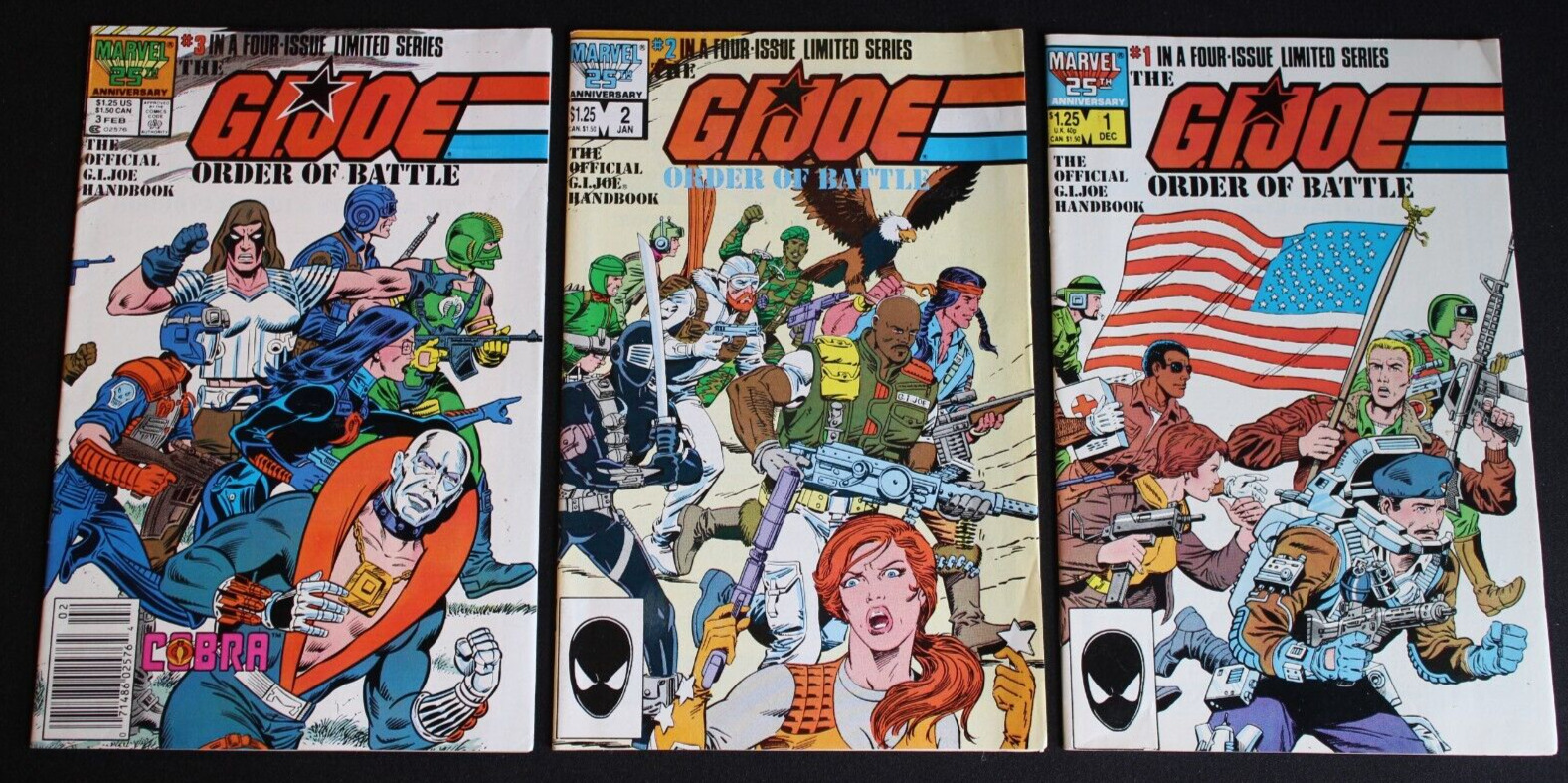 GI Joe Order of Battle #1-3 *Series 4 missing* Handbook Series Set Marvel 1987