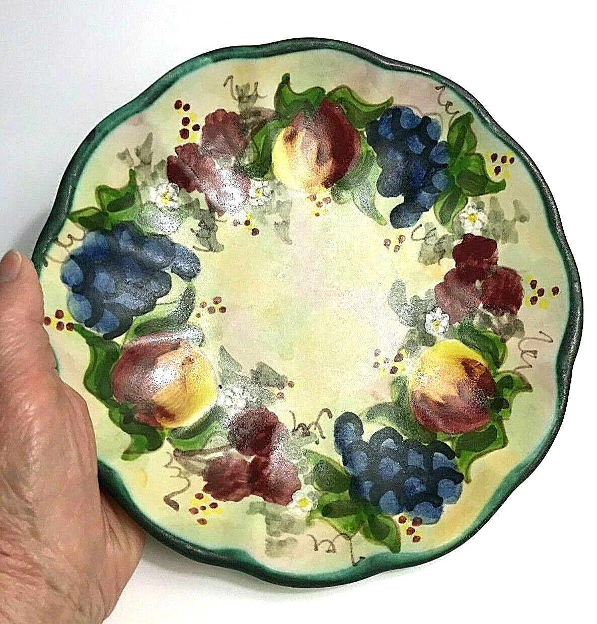Vintage Hand Painted Bowl Fruit Design Studio Arta Italy