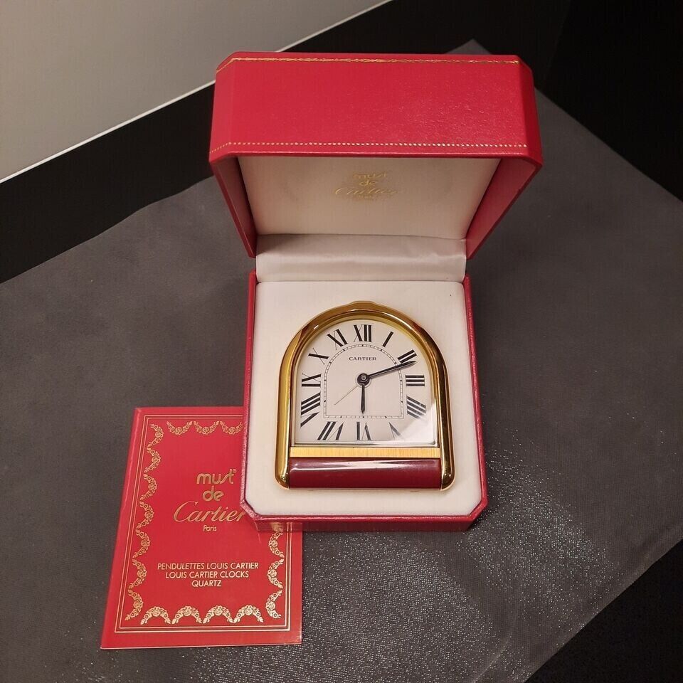 *** Cartier Desk Clock  With Red Box booklet New battery ***