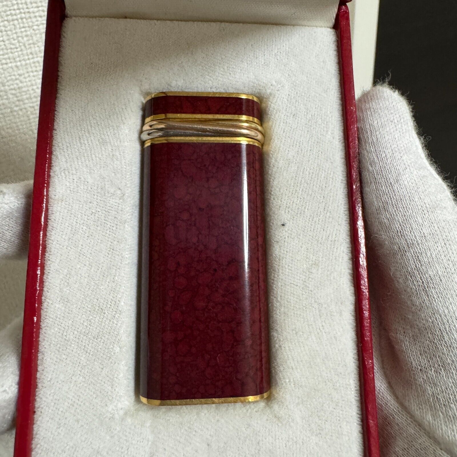 Working Cartier Gas Lighter Red marble with box