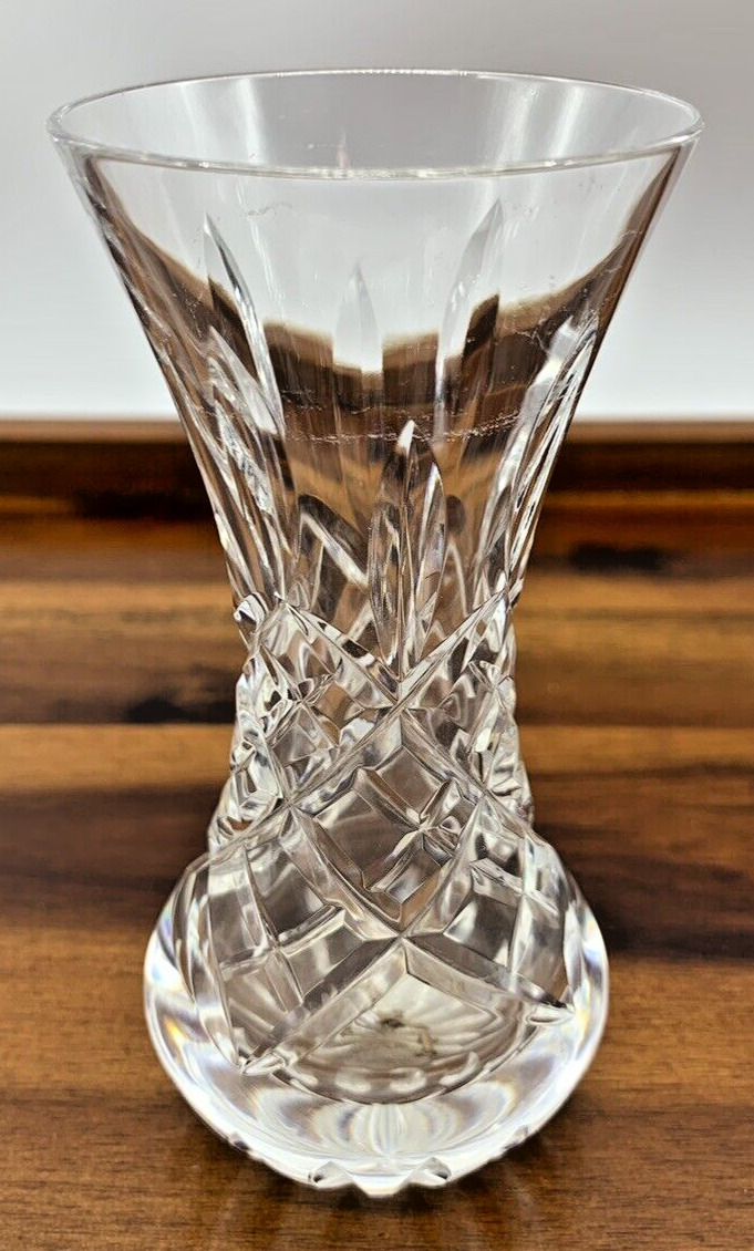 Vintage Stuart Crystal Glass Vase Etched Diamond Pattern Original Box 4