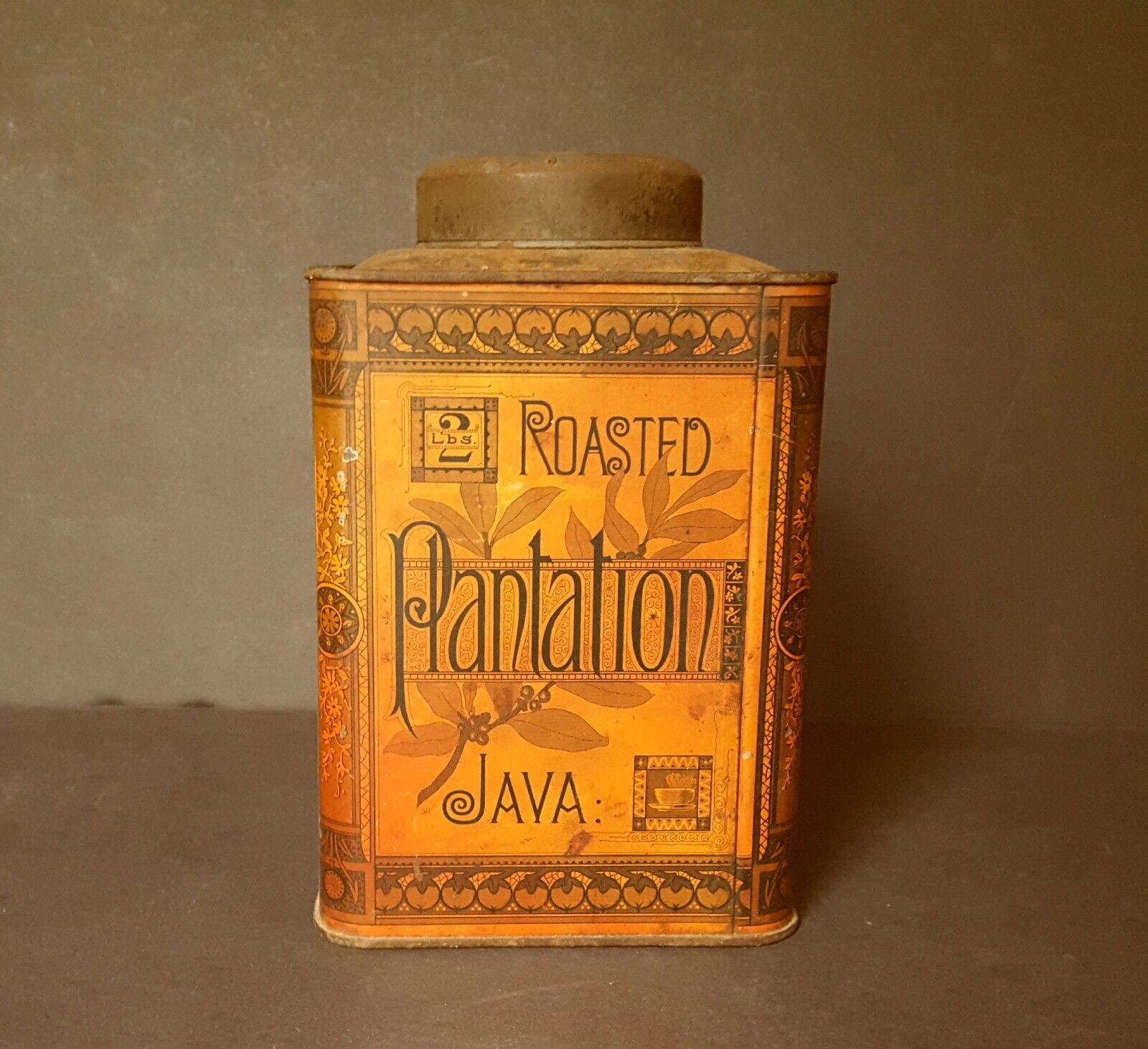 Antique Advertising Tin Roasted Plantation Java Coffee Portland, Maine  2LB.