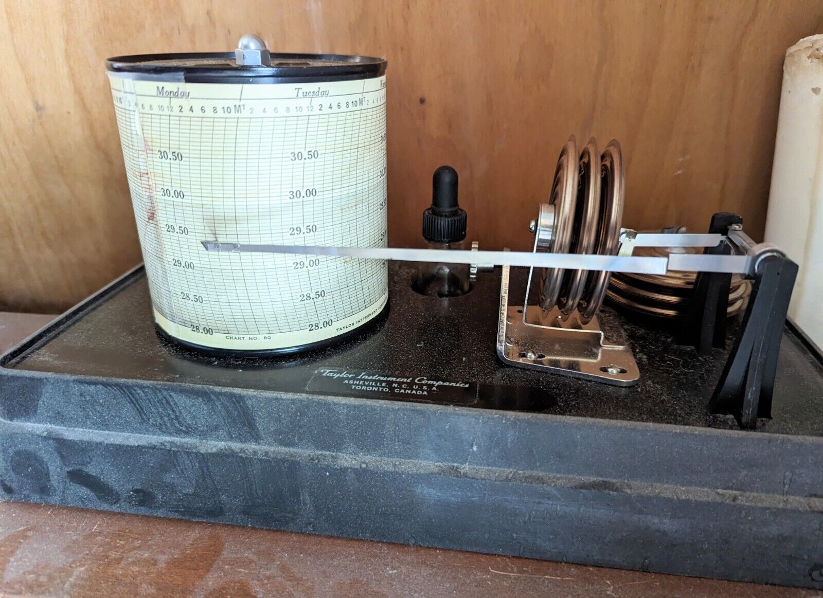 vintage taylor recording barometer #6450 Stormoscope WeatherHawk 7-day 110VAC