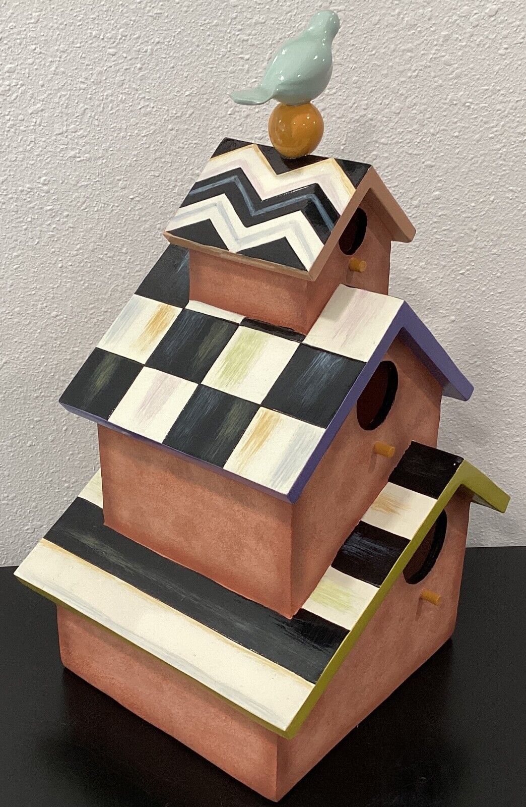 Mackenzie Childs Persephone Tabletop Birdhouse Courtly Check Resin 9.5\