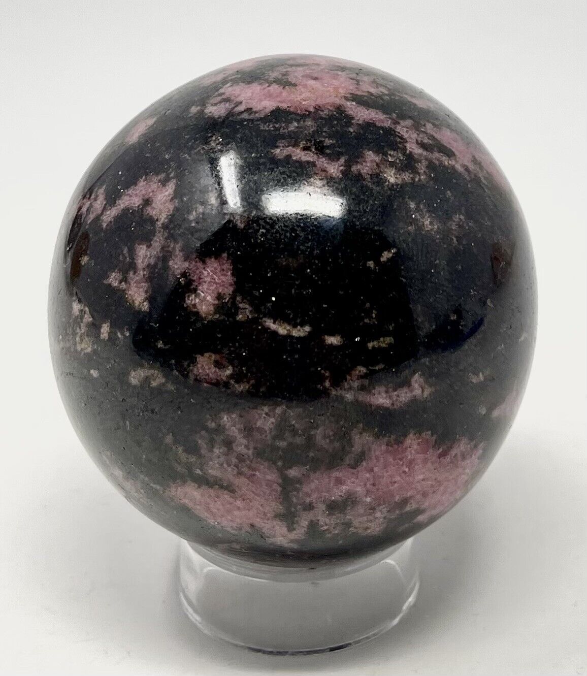481g Natural Pink Rhodonite Sphere Quartz  Crystal Ball HEALING Stand Included