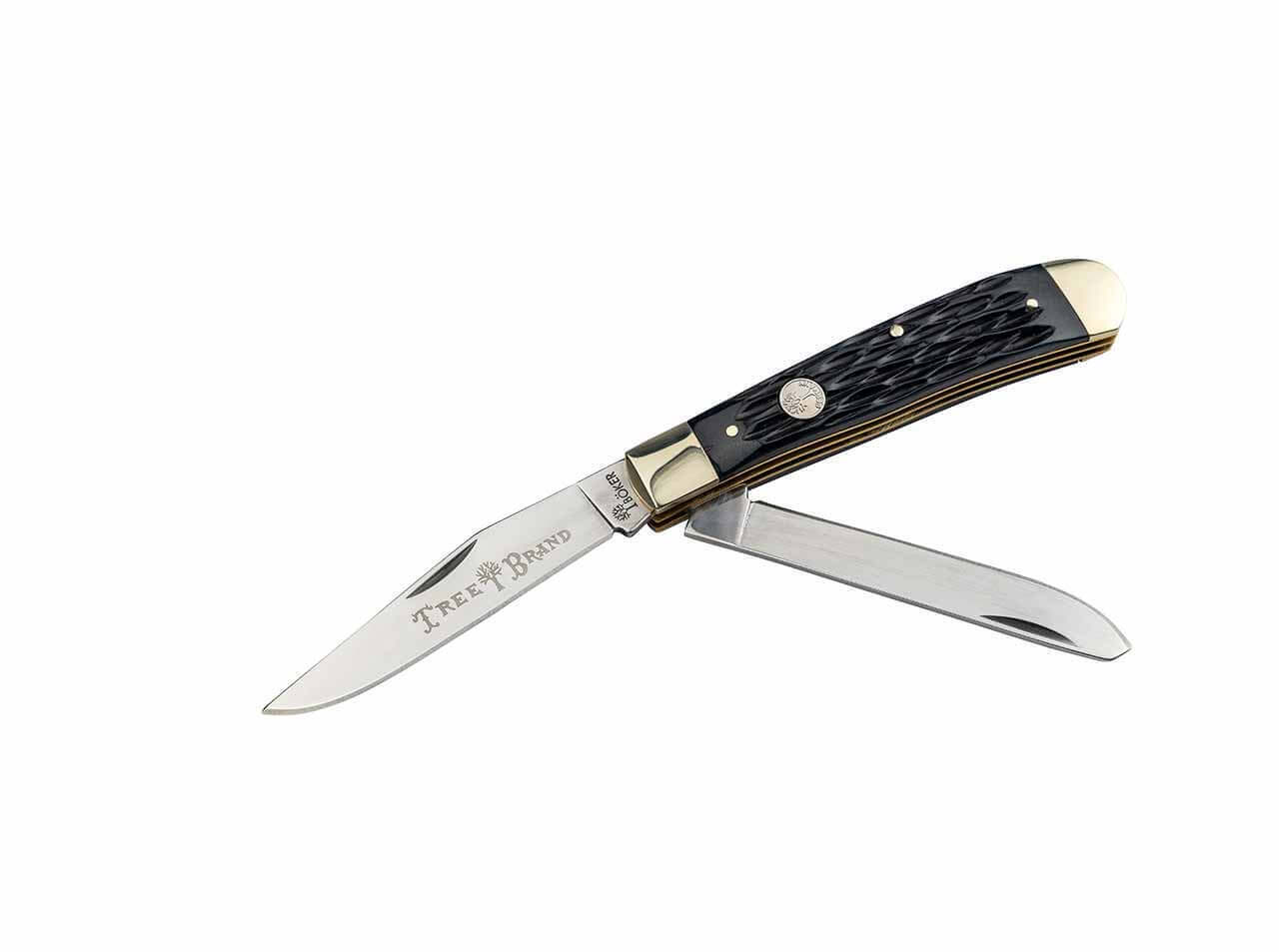 Boker Series 2.0 Trapper Folding Knife Jigged Black Bone Handle D2  110824