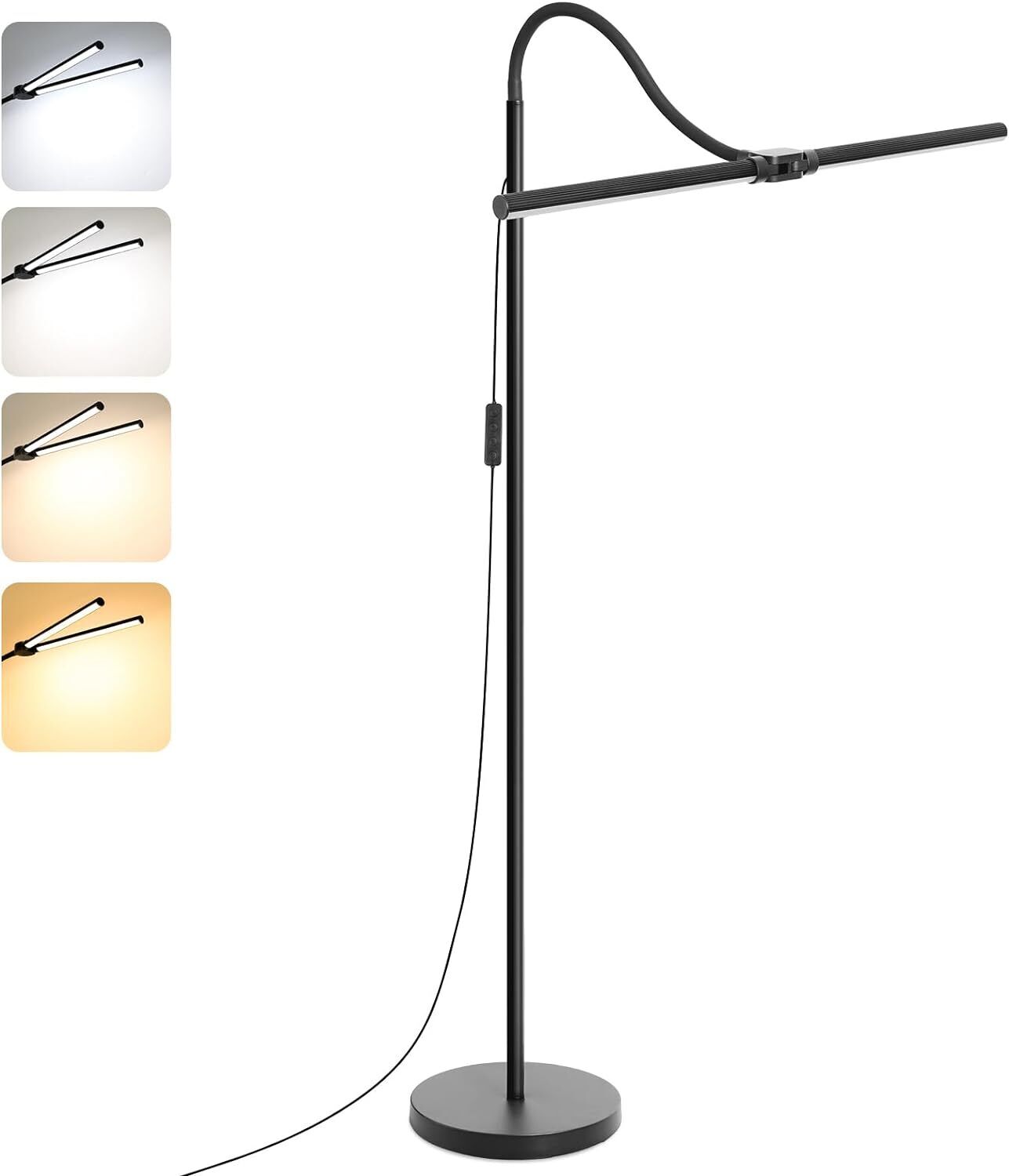 LED Floor Lamp, 15W/1800LM Bright Lamps for Living Room with Black 