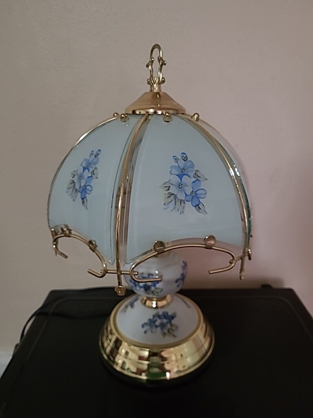 Vintage Blue Flowers  Lamp, 6 Panel lamp 15