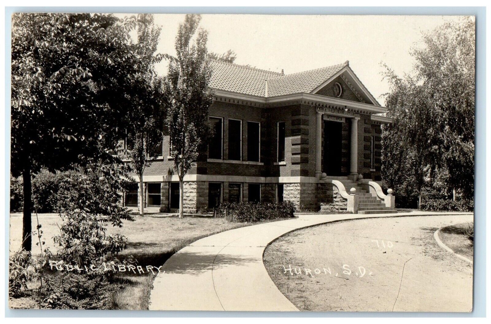 c1920s Public Library Building Huron South Dakota SD RPPC Photo Vintage Postcard