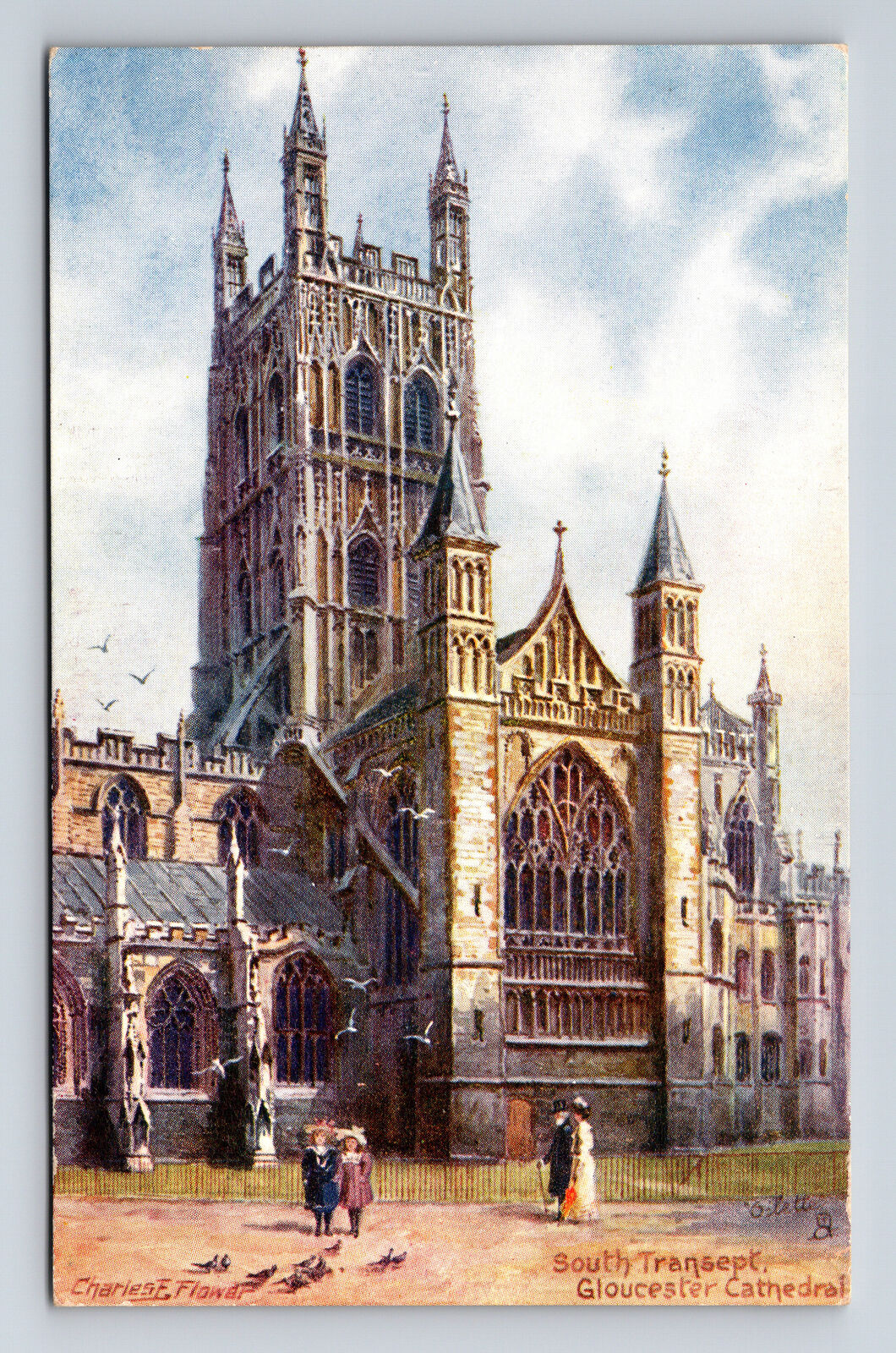 South Transept Gloucester Cathedral by Charles F Flower Tuck's Oilette Postcard