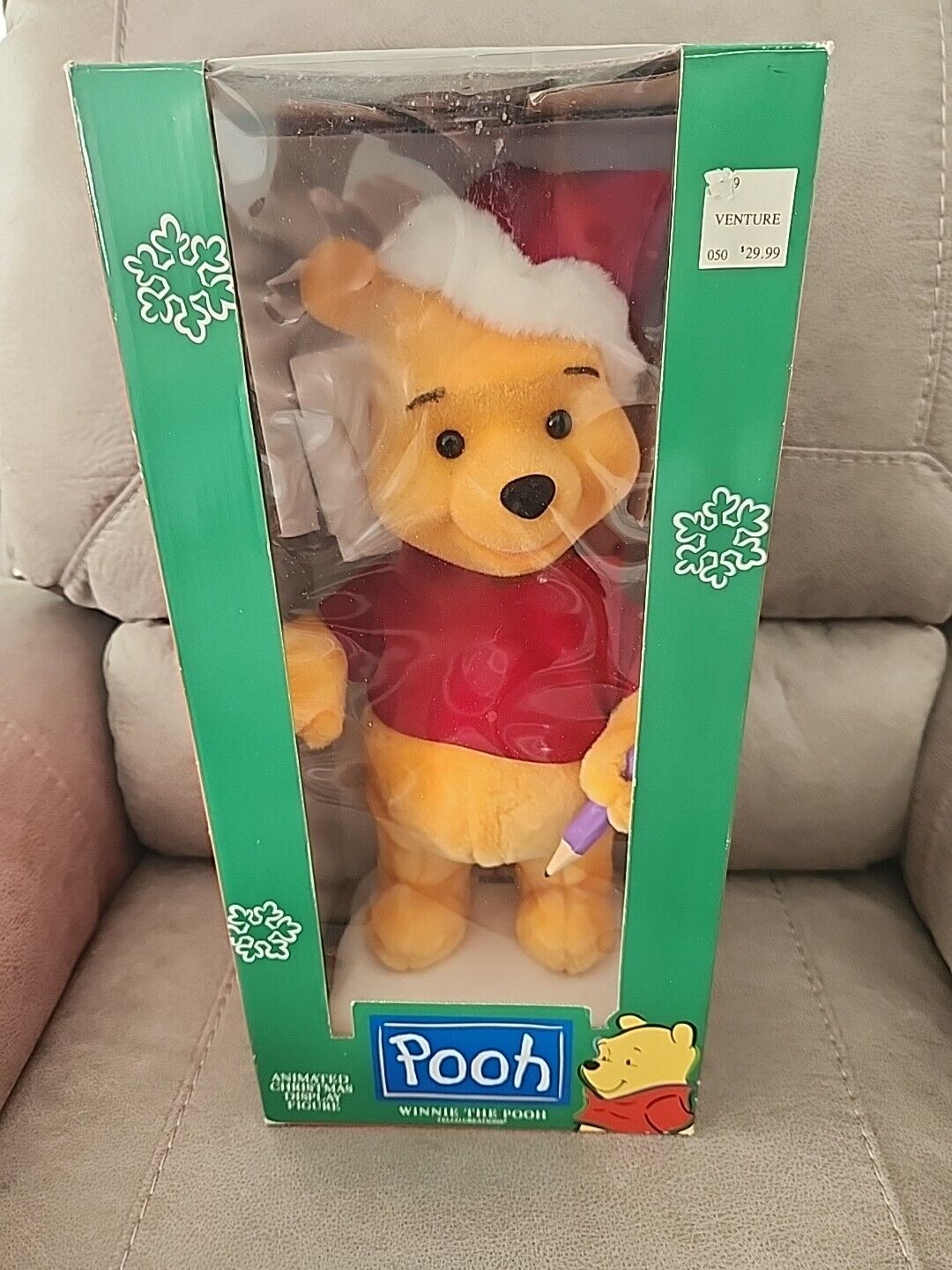 Vtg Disney Telco Winnie The Pooh With List Christmas Decoration Works Clean 1996