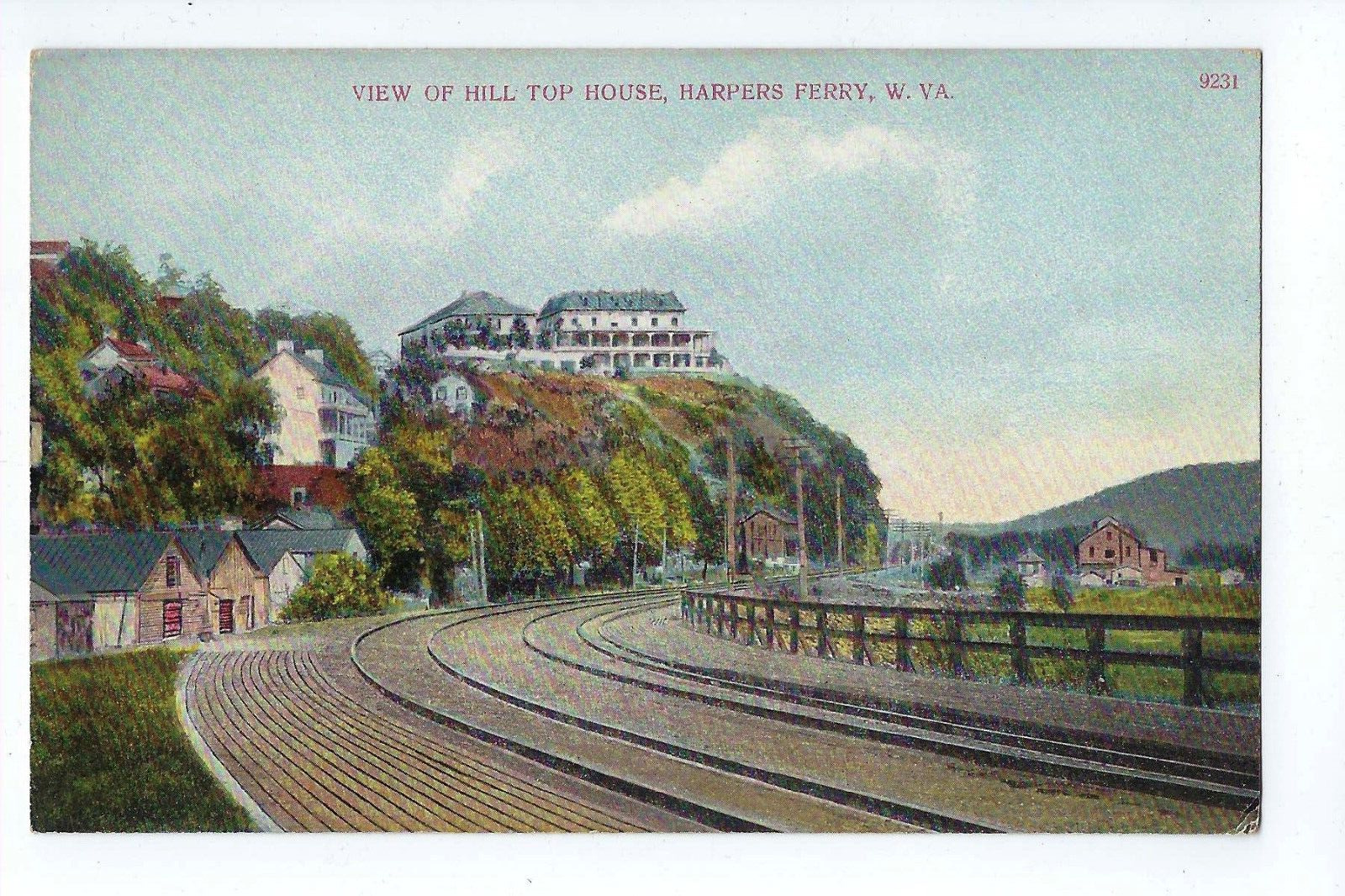 View of Hill Top House Postcard RR Tracks Harpers Ferry West Virginia c1908