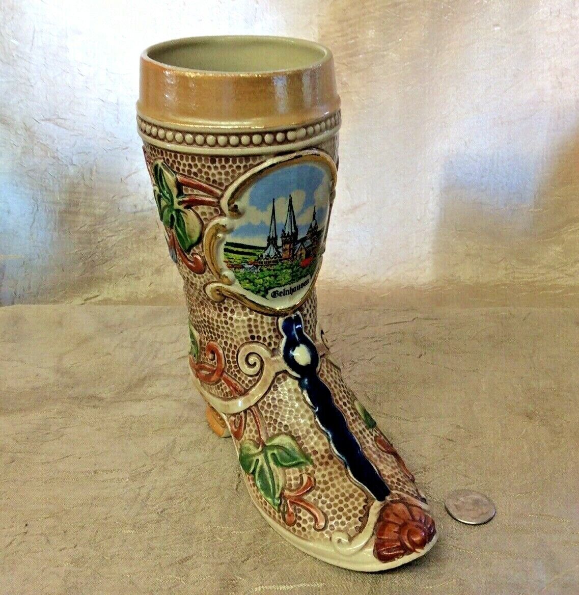 Vintage Gerz Wachmann 6-1/4” Ceramic Pottery Beer Boot Vase Decor
