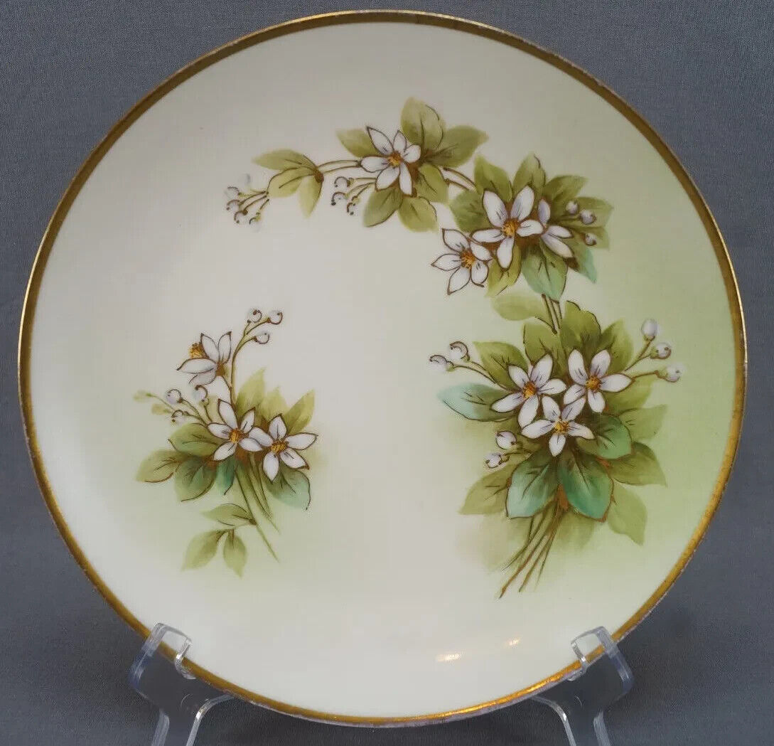 La Seynie P & P Limoges Hand Painted Apple Blossoms & Gold Plate Circa 1903-1917