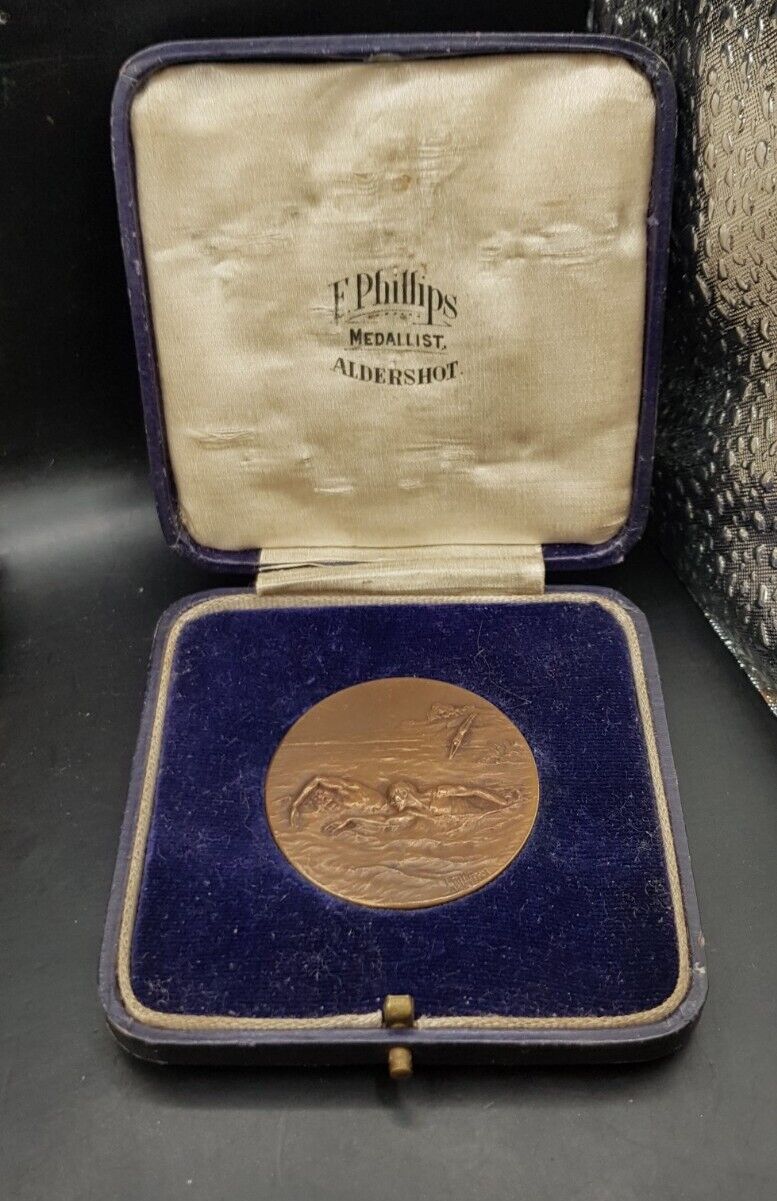 Army Swimming Union ASU Phillips Aldershot Medal Boxed - Pte J. Woods R.A.M.C.