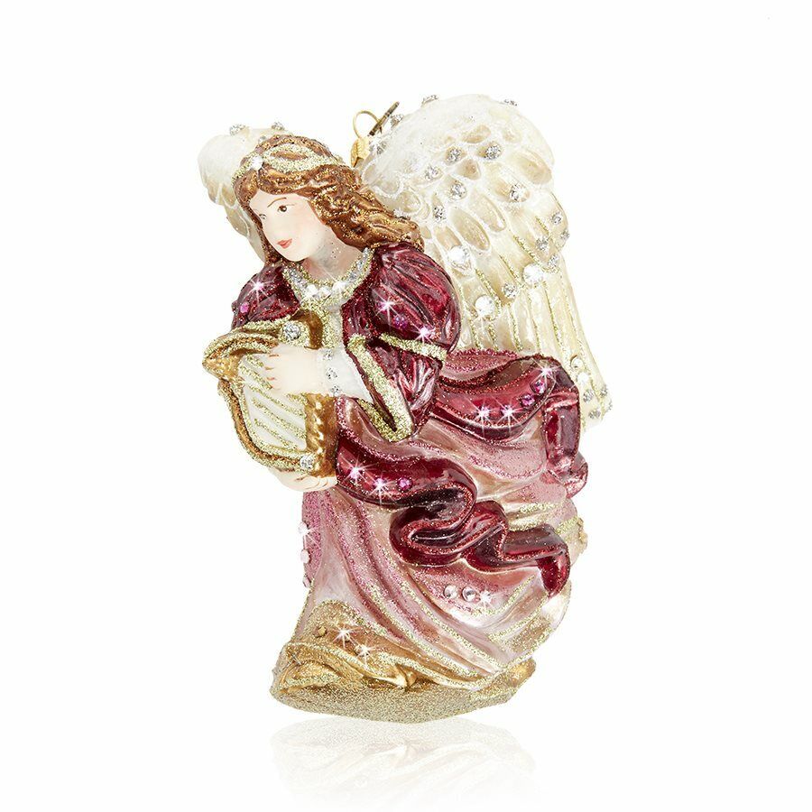 JAY STRONGWATER ANGEL WITH HARP GLASS ORNAMENT #SDH20009-216 BRAND NIB SAVE$ F/S