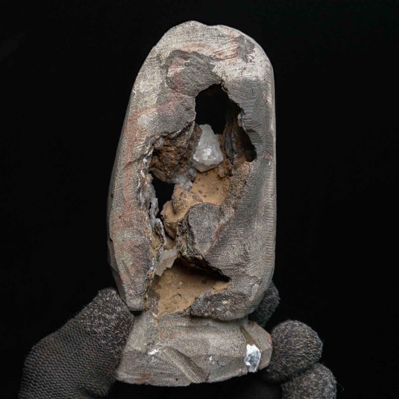 Mesmerizing Black Calcite, Scolecite Chalcedony Geode Rare Crystal Combination