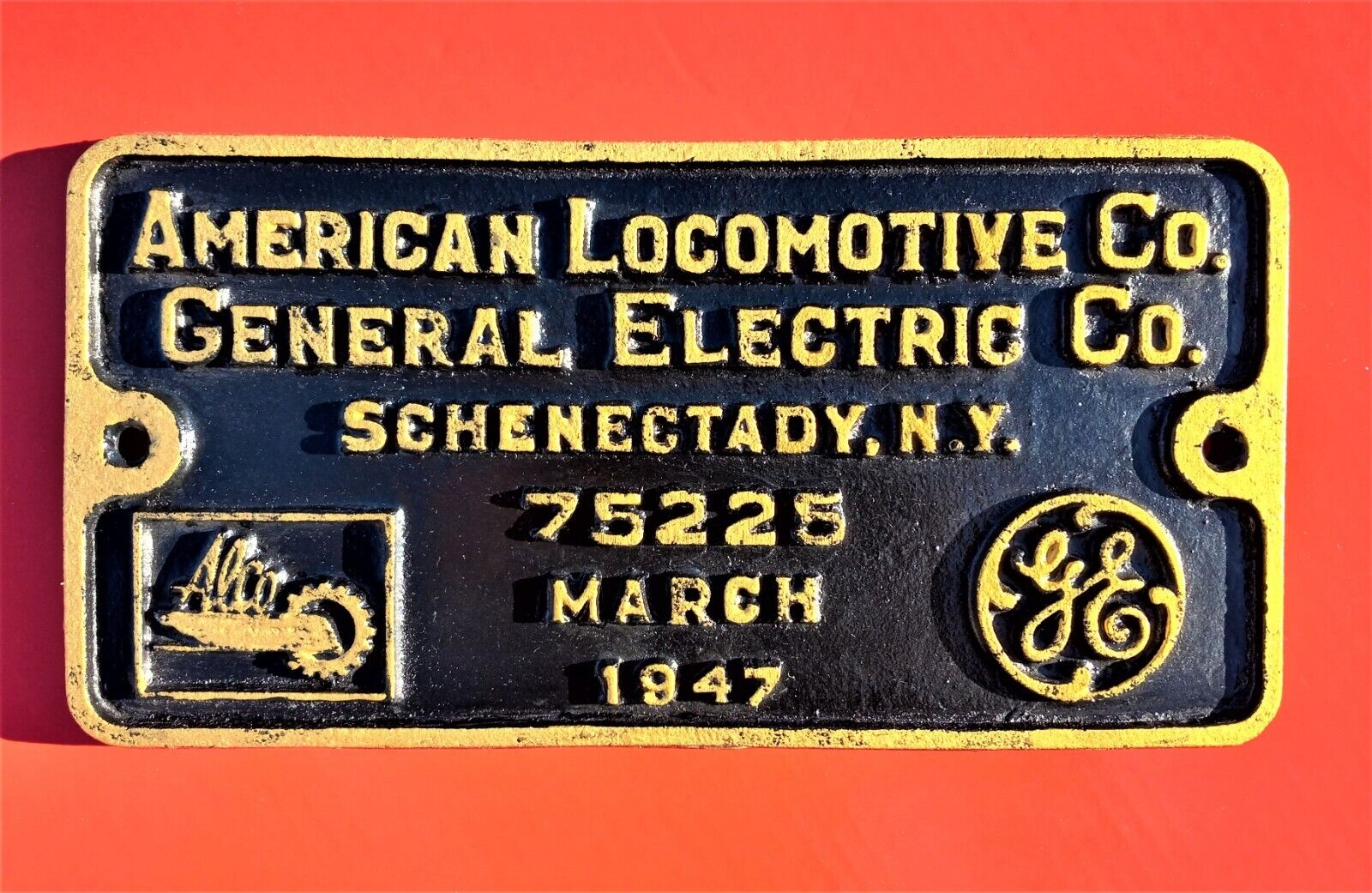 (Replica) Alco American Locomotive-General Electric Co. #75225 Builders Plate