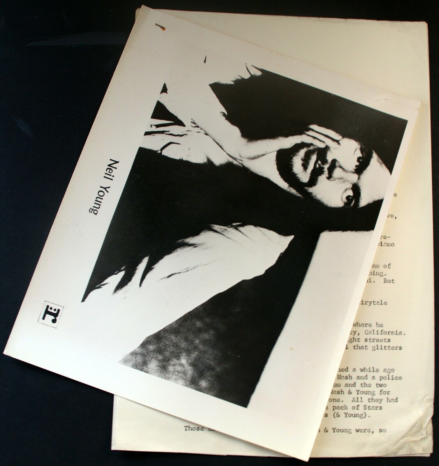 Neil Young Press Release + Photo Allan McDougall Vintage Original 1970