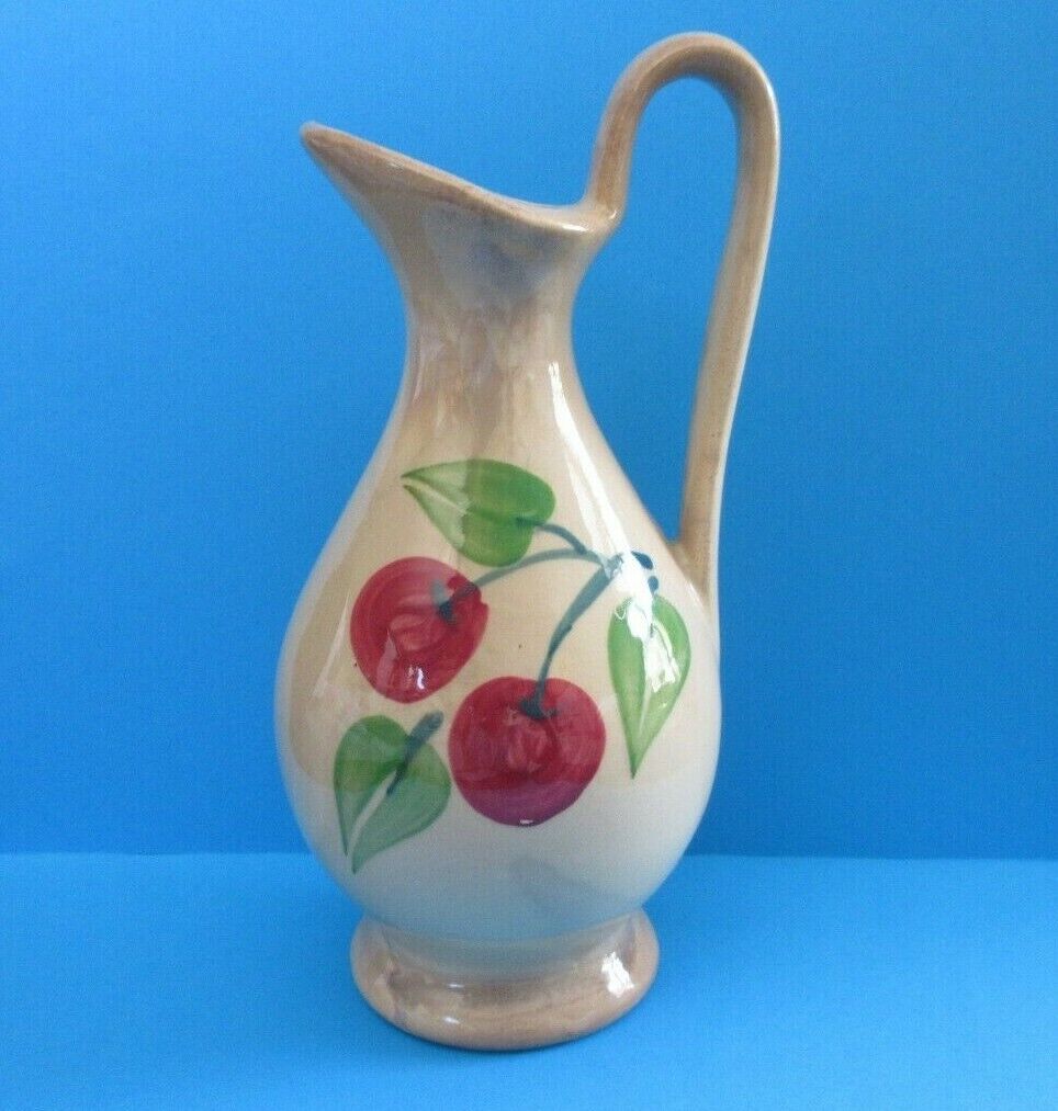**Vintage PURINTON SLIPWARE Pitcher Cruet Vase Cherry Design - Rare Made in USA