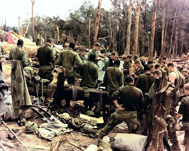 US Soldiers with Chaplin having Worship Service 8x10 Vietnam War Photo 795