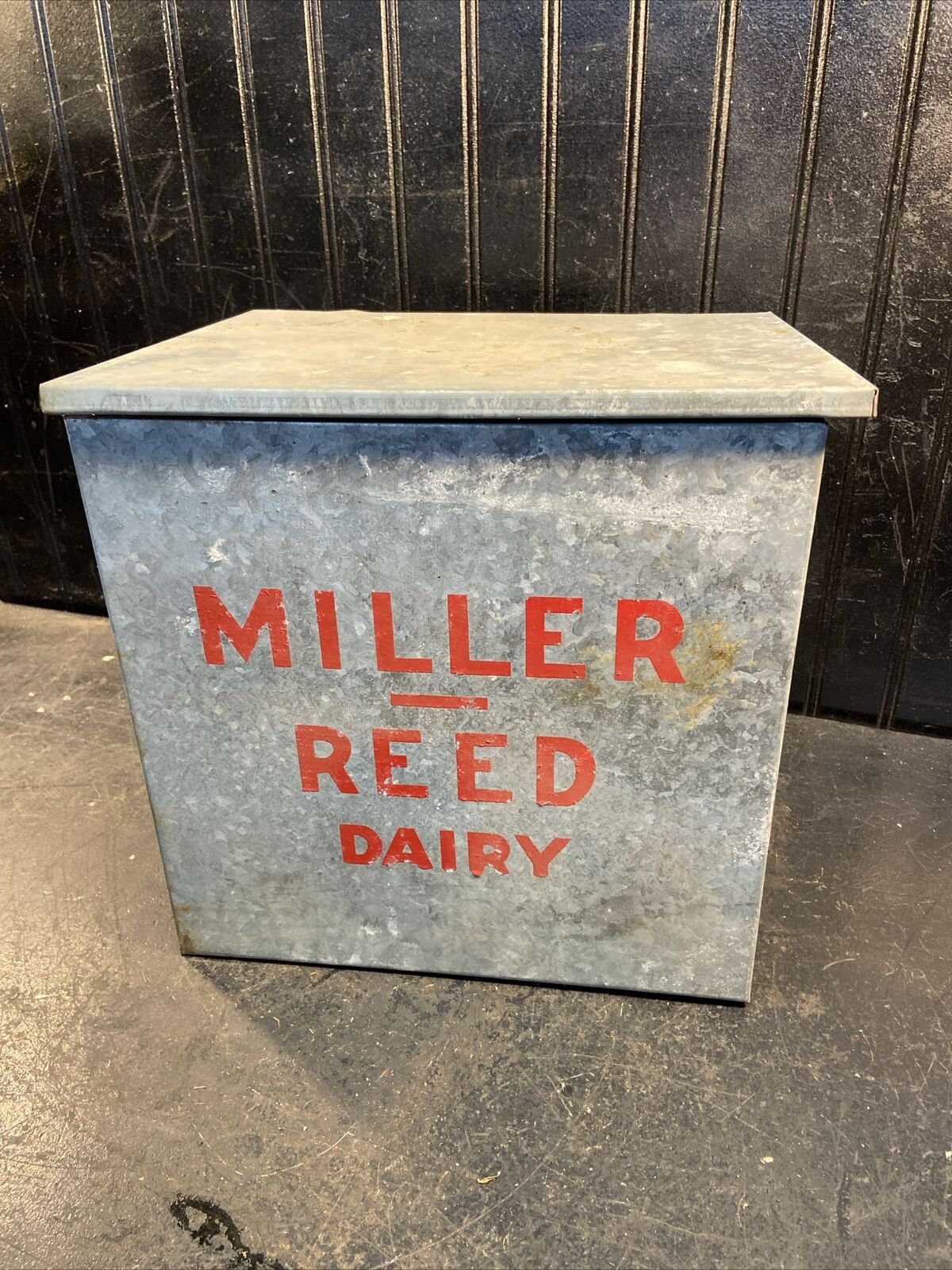 Vintage Millers Dairy Galvanized Metal Porch Milk Box 12 In X 12 In X 10 In