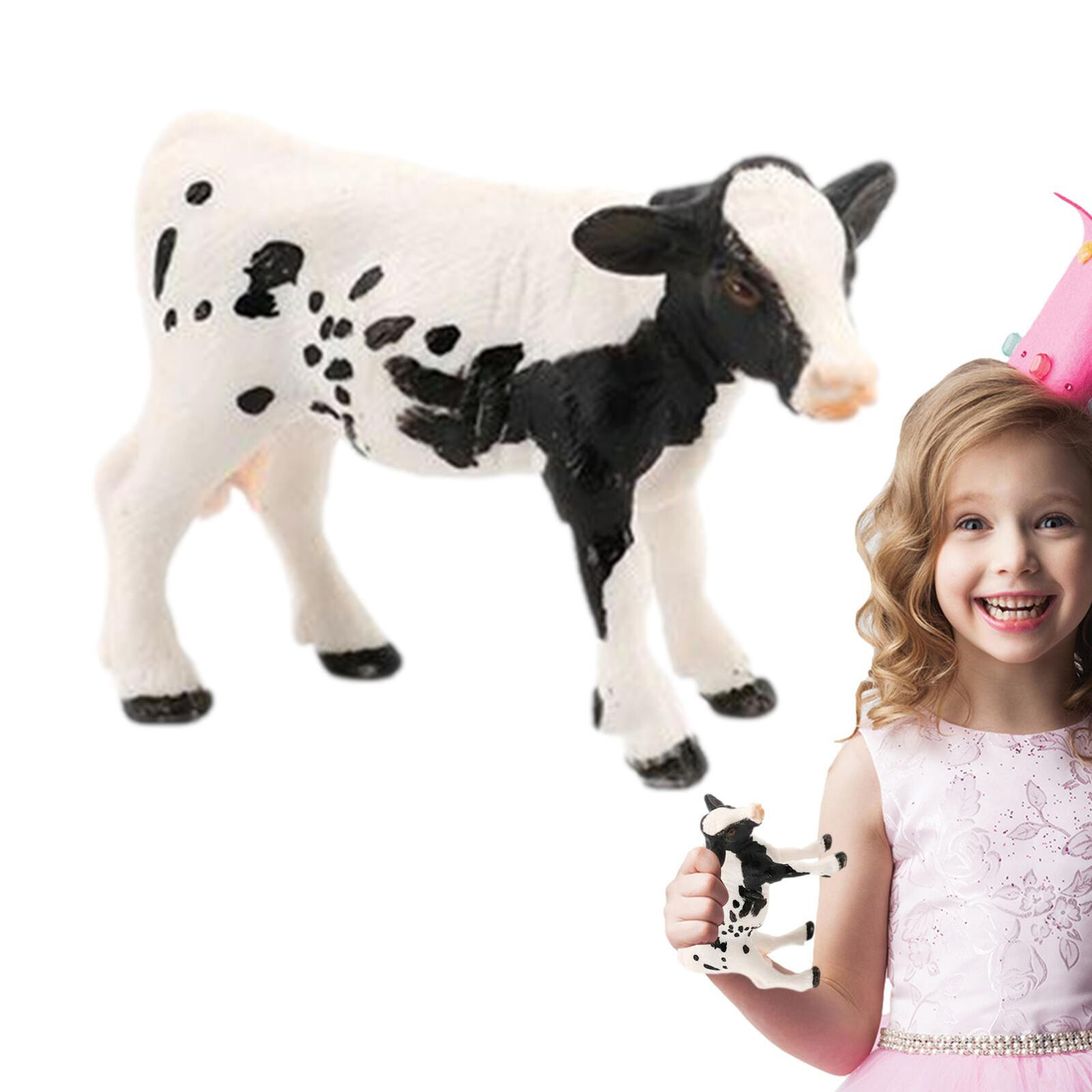 Realistic Holstein Cow Toys Calf Statue Cow Toys Educational Learning Toy Kids