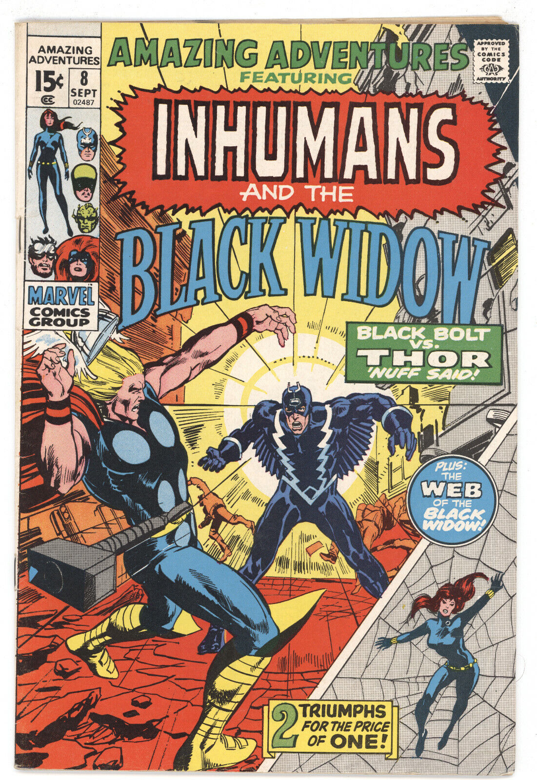 Amazing Adventures 8 Marvel 1971 FN Black Widow Inhumans Thor Neal Adams