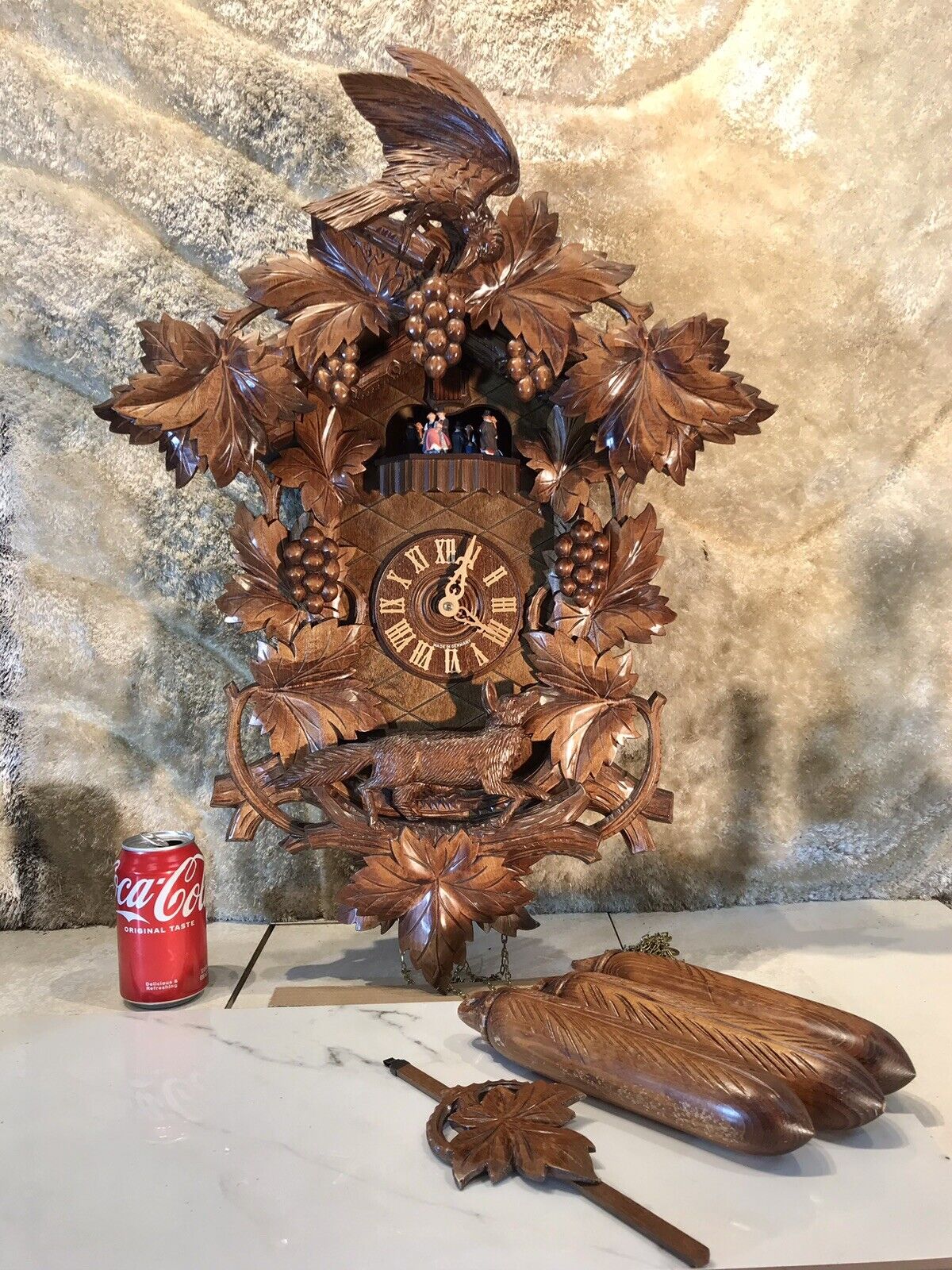 7 Days Large Germany Black Forest Strike Swiss Musical Cuckoo Clock,3 Weights