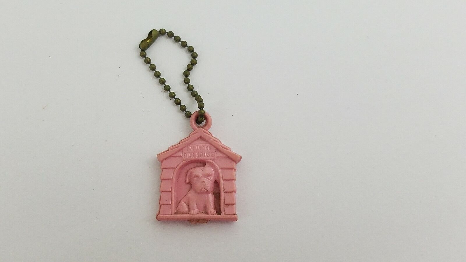 I'm In The Dog House Keychain Fob Figural Pink Plastic Vintage Marital Bliss