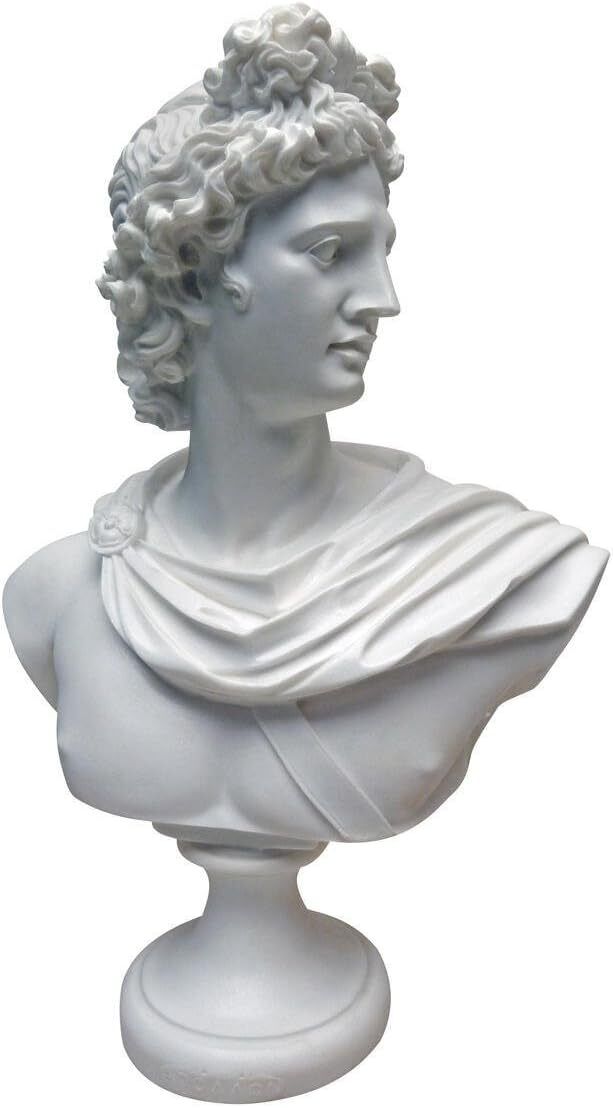 Design Toscano Apollo Belvedere Bust Statue, Single, White Twin