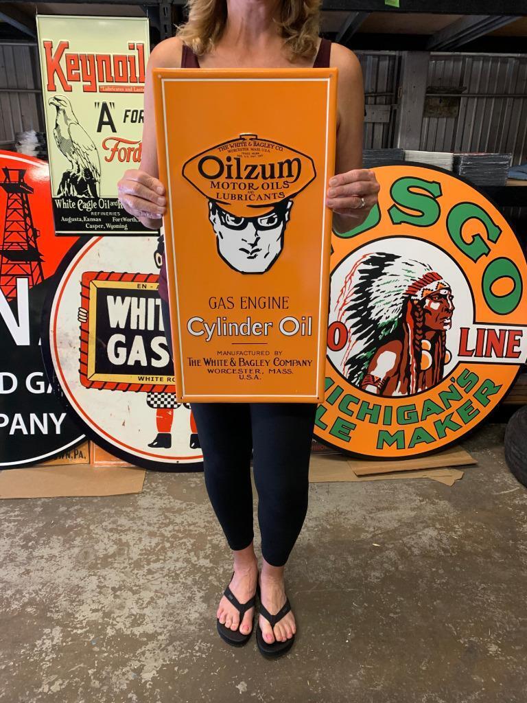 Antique Vintage Old Style Sign Oilzum Motor Oil Made in USA