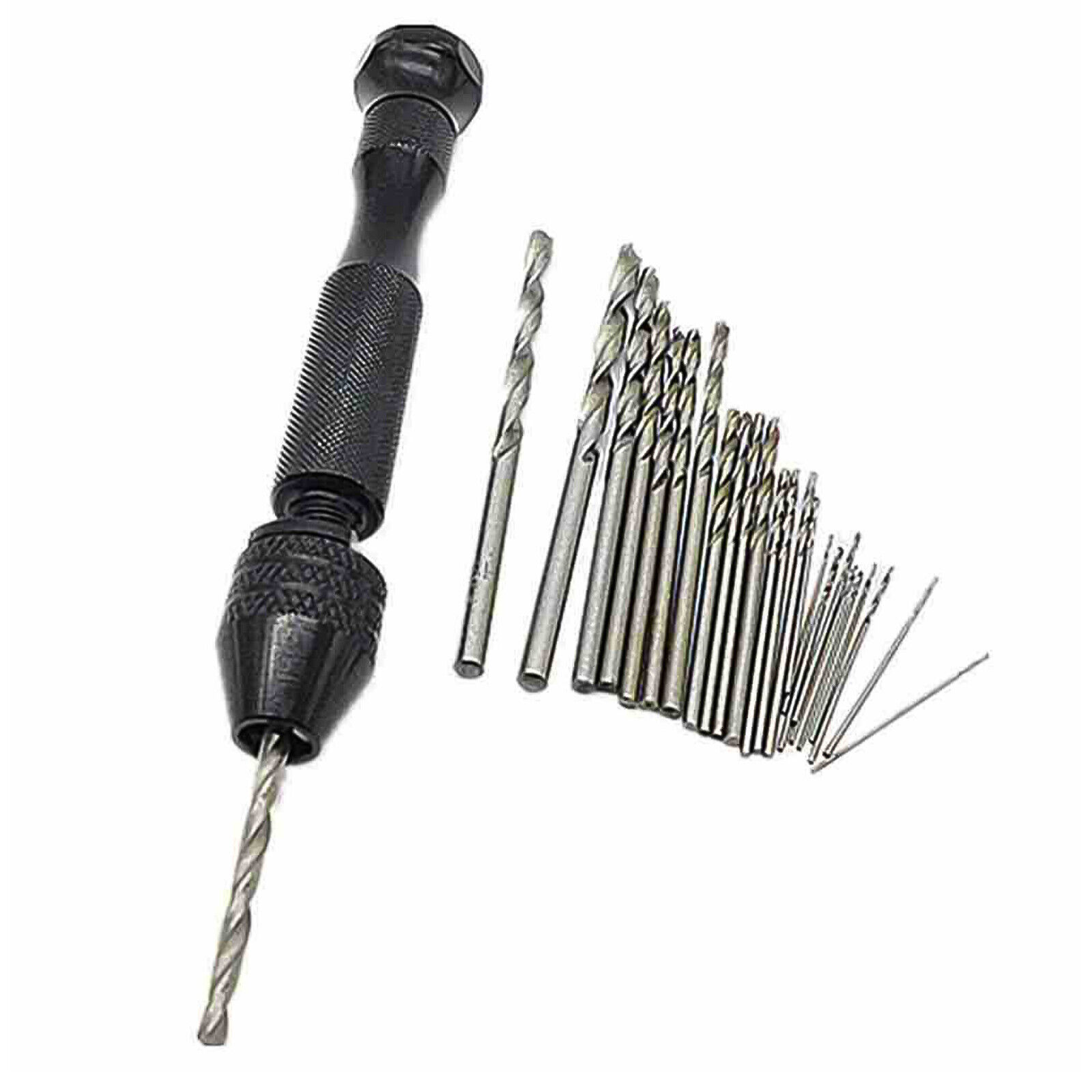 26Pcs Mini Micro Hand Drill Bit Kit Manual Keyless Chuck Pin Vise Rotary Tool a