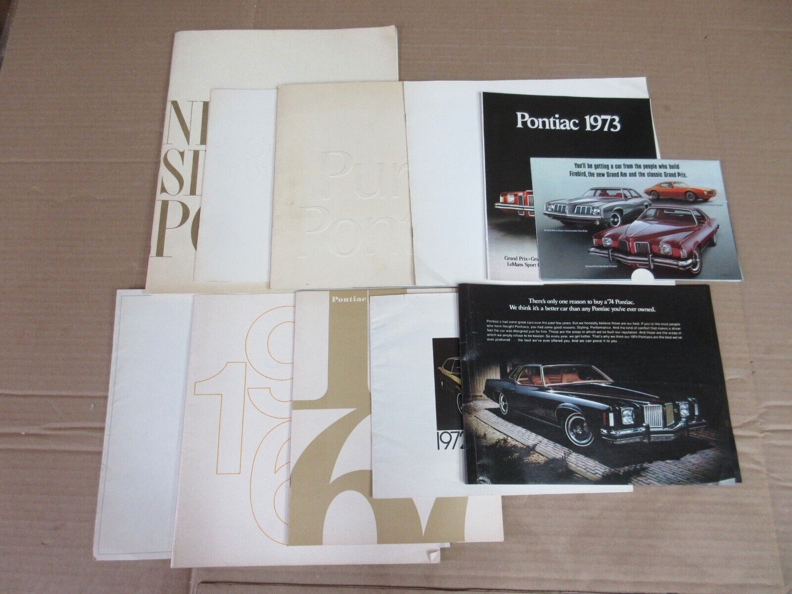 Vintage Lot of 11 Pontiac Grand Am Firebird Grand Prix 1965-74 Brochures  E7